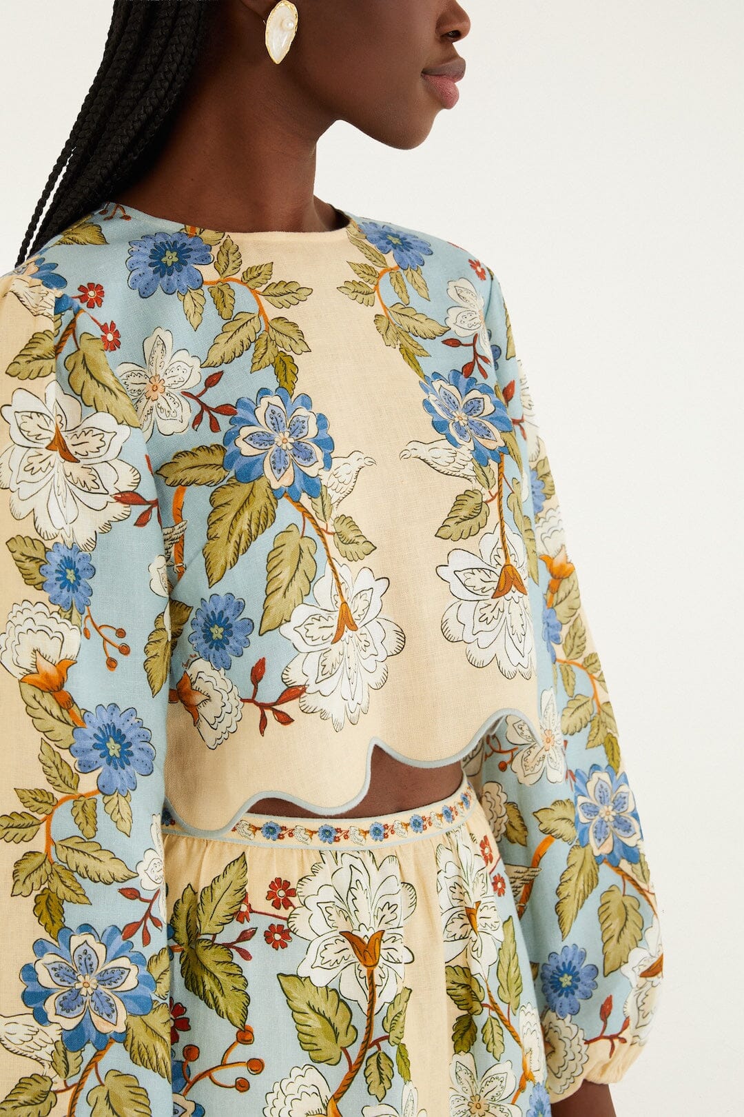 Green Garden Scarf Euroflax Premium Linen Blouse - Image 2