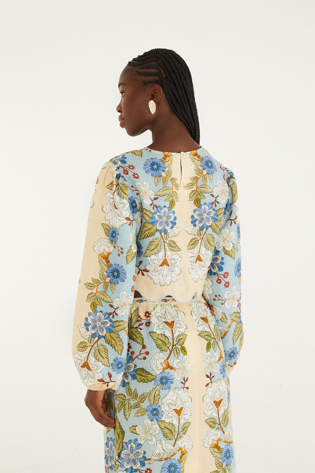 Green Garden Scarf Euroflax Premium Linen Blouse - Image 3