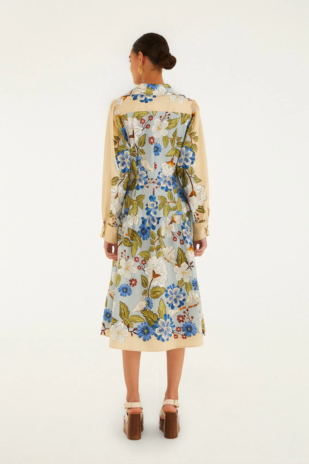 Sand Garden Scarf Long Sleeve Organic Cotton Midi Dress - Image 3