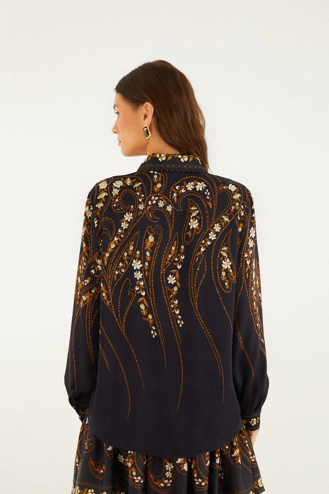 Black Garden Printed Buttons Lenzing™ Ecovero™ Viscose Shirt - Image 4