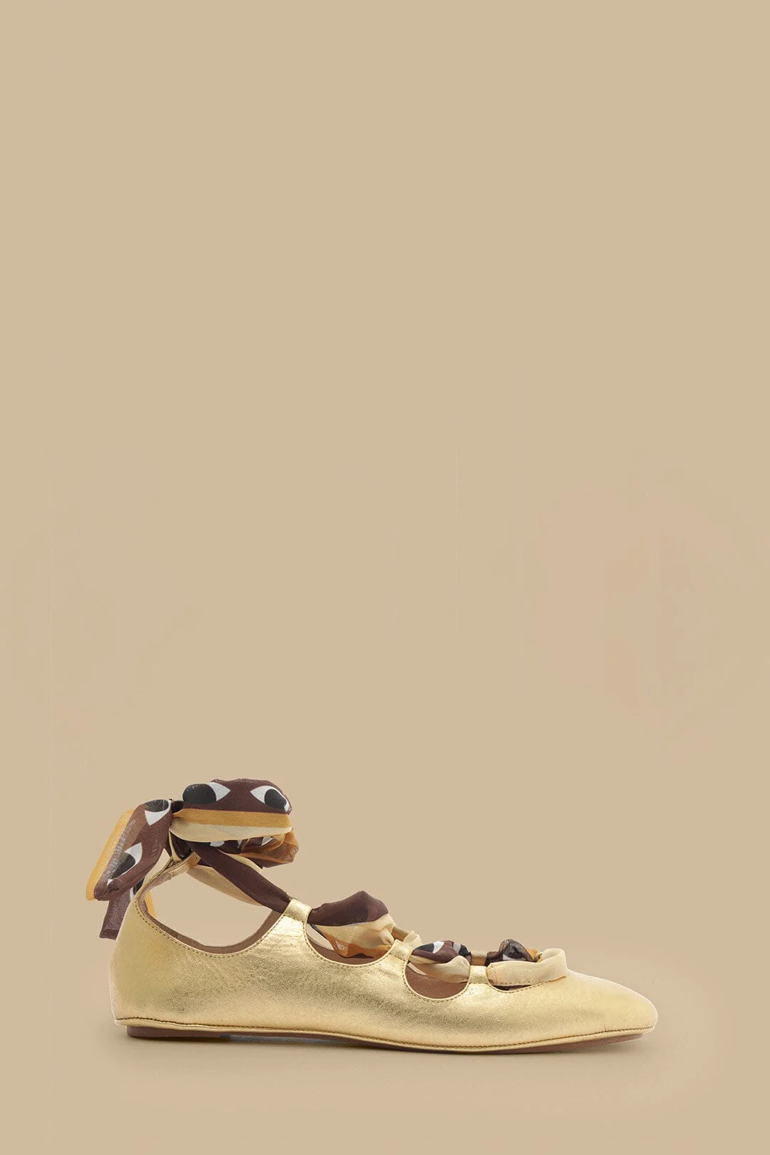 Gold Lace Up Scarf Ballerina