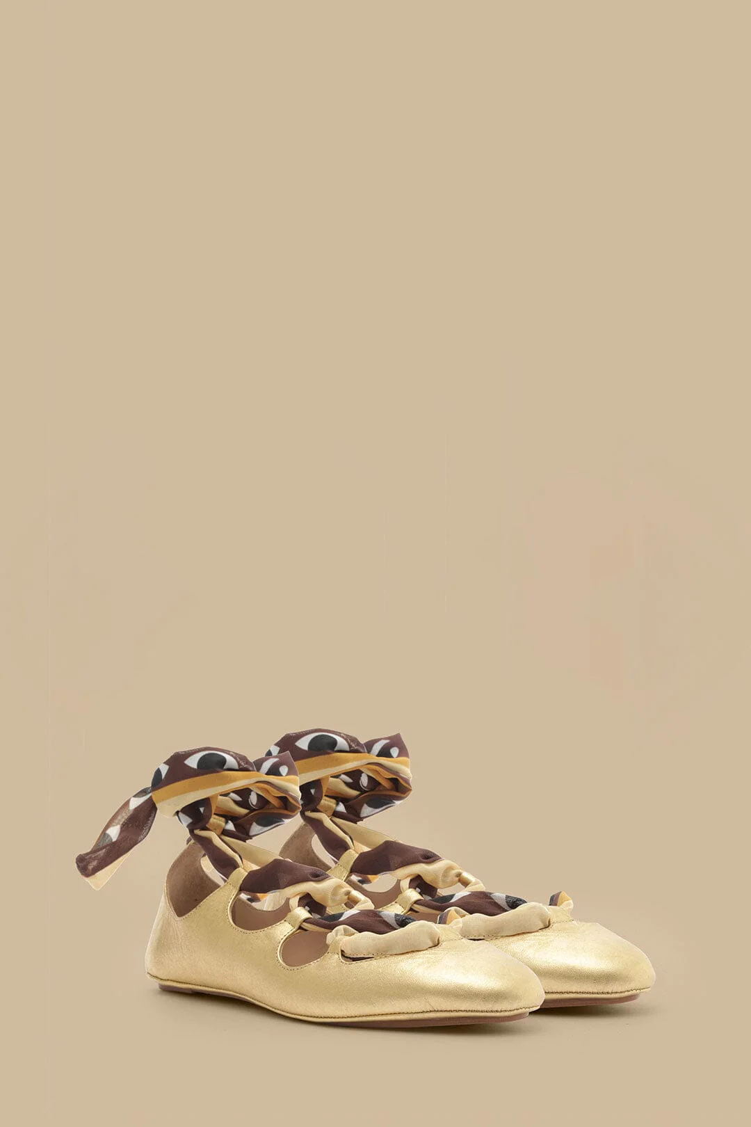 Gold Lace Up Scarf Ballerina - Image 2
