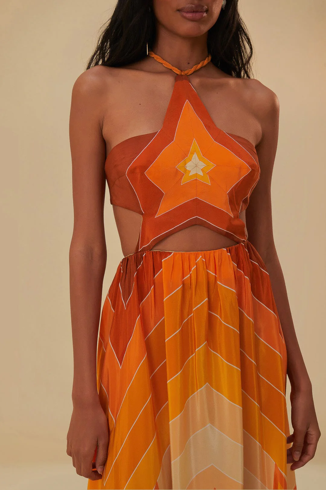 Orange Gradient Stripes Maxi Dress - Image 3