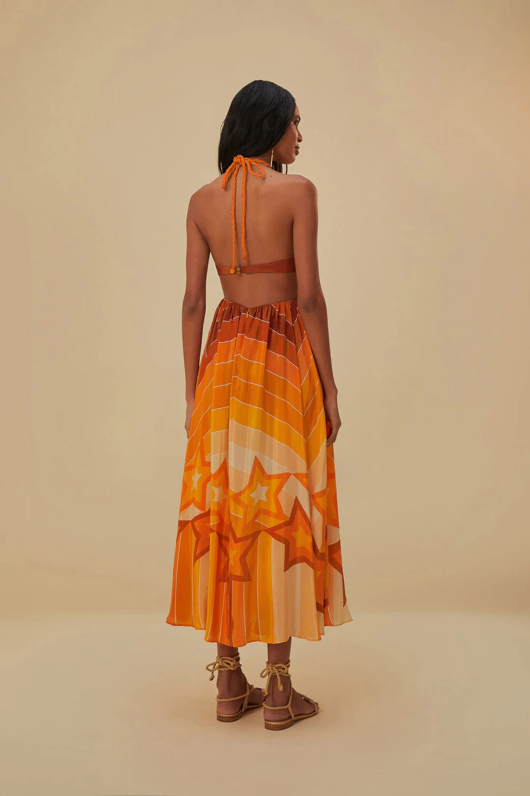 Orange Gradient Stripes Maxi Dress - Image 4
