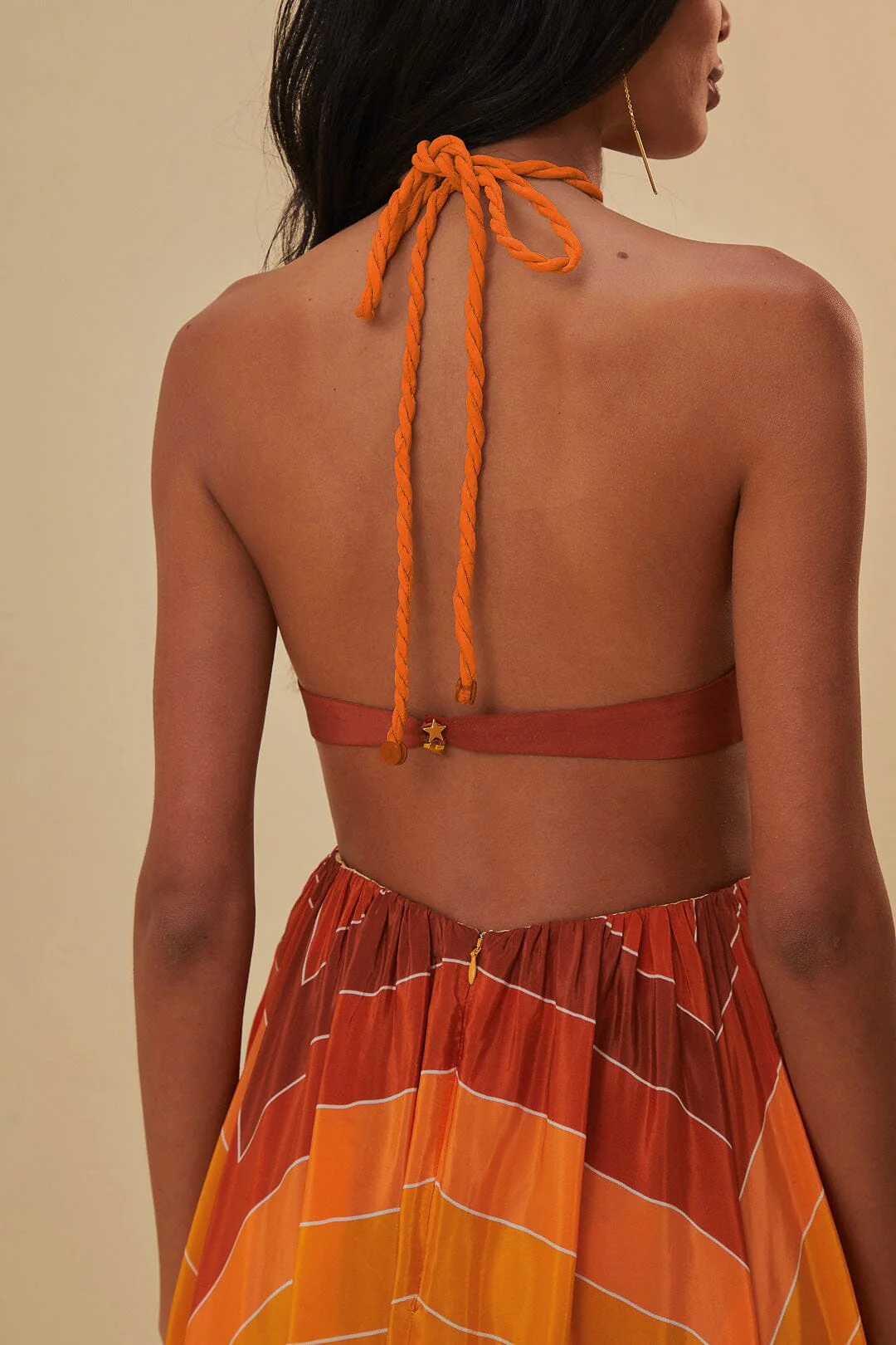 Orange Gradient Stripes Maxi Dress - Image 5