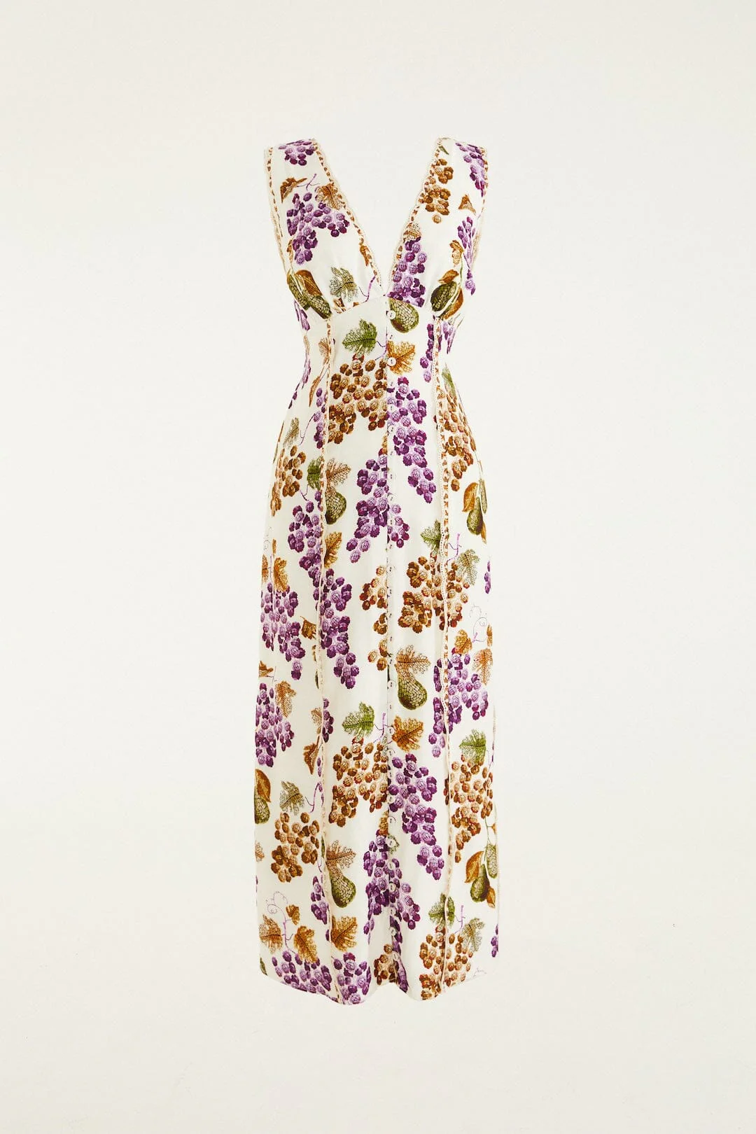 Cream Grape Garden Lenzing Ecovero Viscose Midi Dress - Image 5