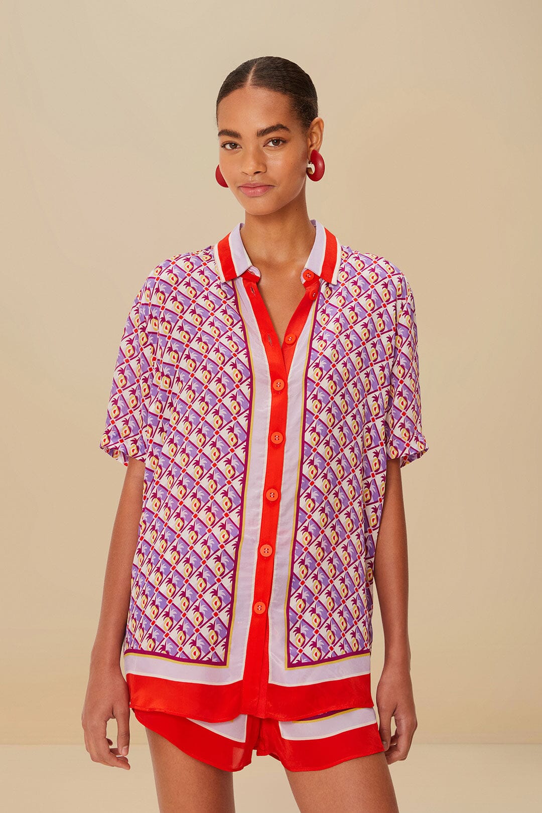 Multicolor Graphic Pineapple Scarf Shirt