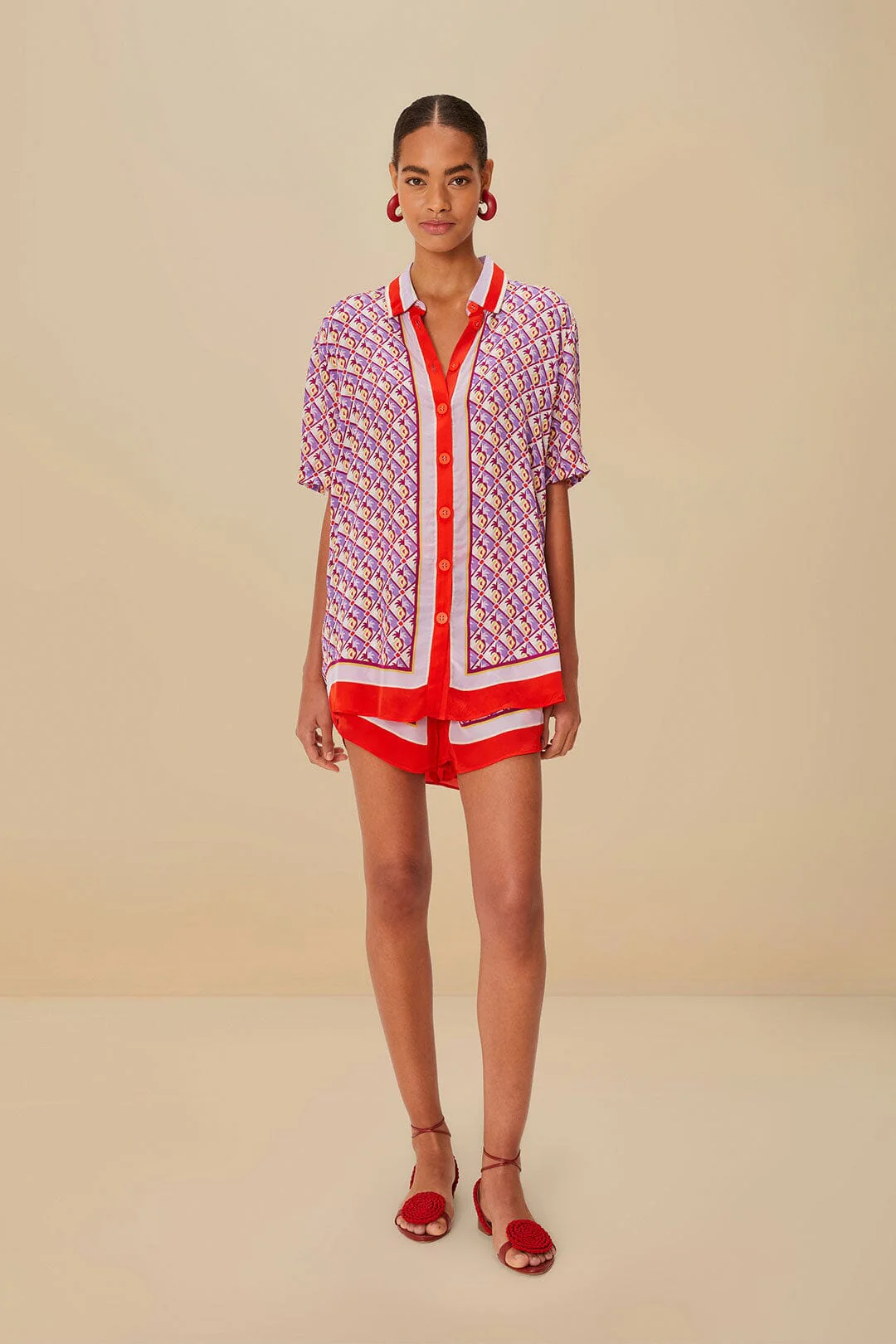 Multicolor Graphic Pineapple Scarf Shorts