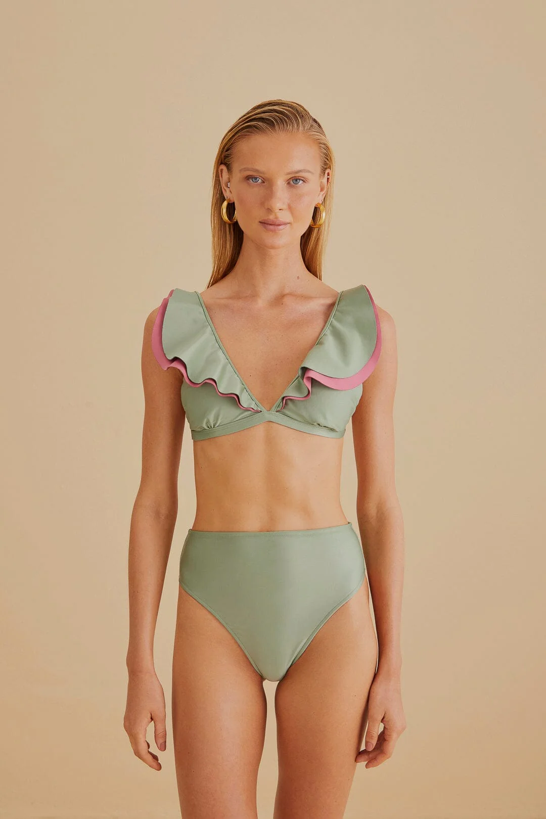 Green Ruffle Bikini Top - Image 2