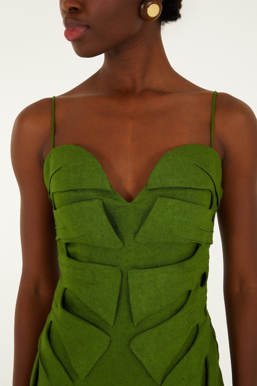 Green Monstera Leaf Sleeveless Euroflax Premium Linen Maxi Dress - Image 20