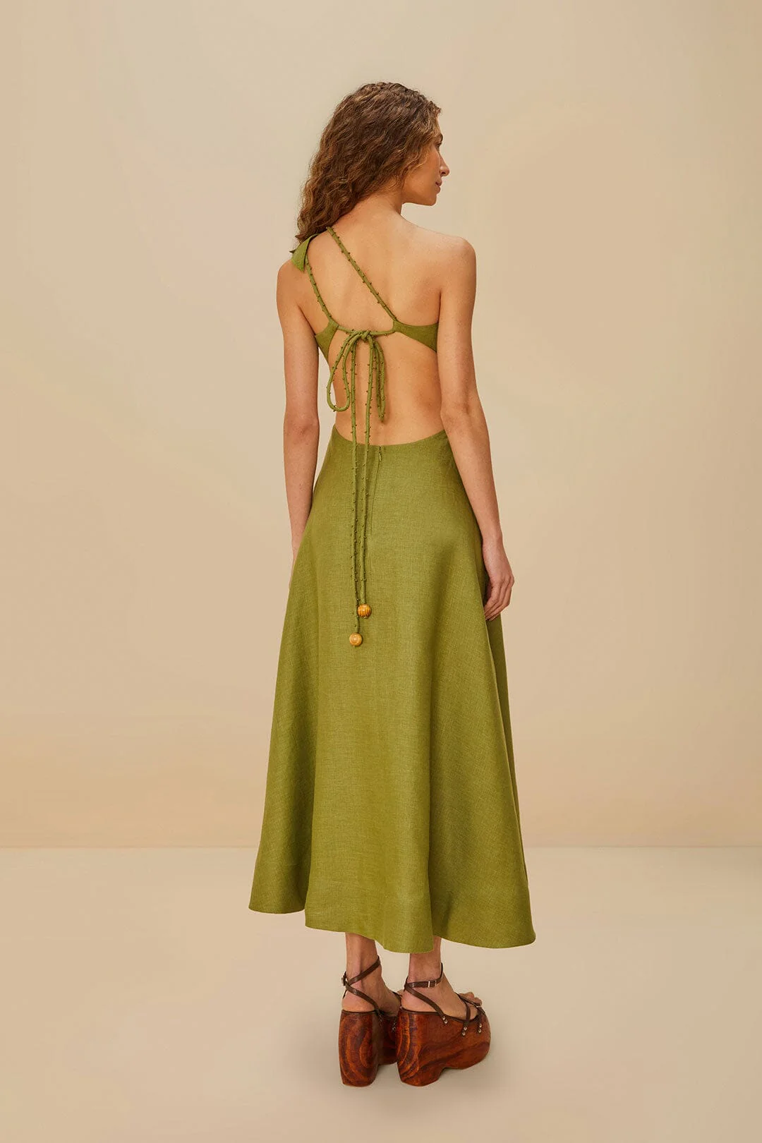 Green Palm Tree Euroflax™ Premium Linen Maxi Dress - Image 4