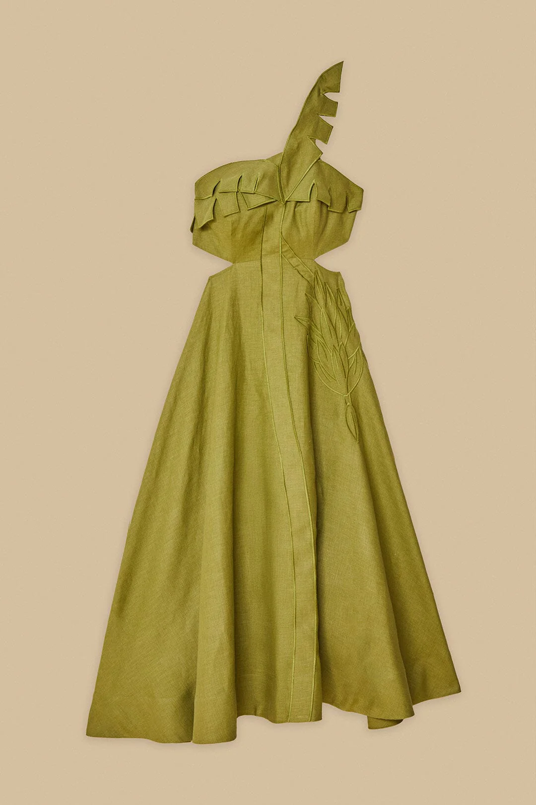Green Palm Tree Euroflax™ Premium Linen Maxi Dress - Image 5