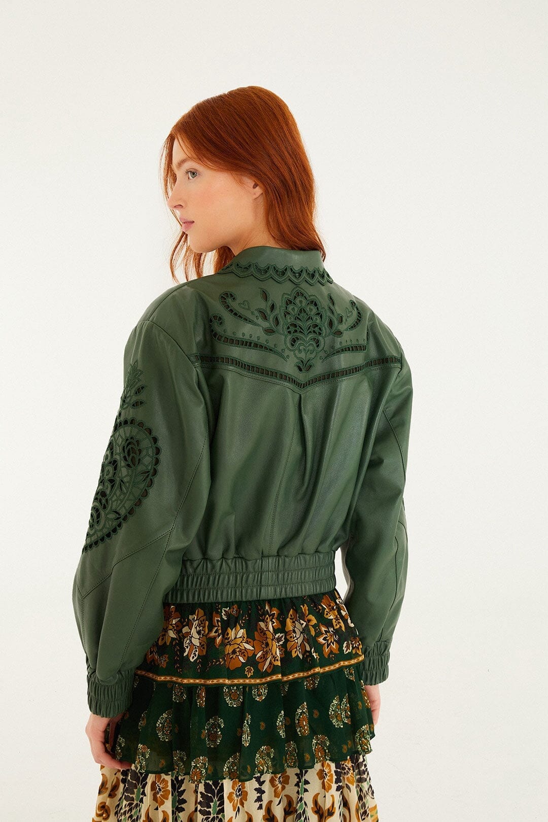 Green Richelieu Heart Leather Jacket - Image 4