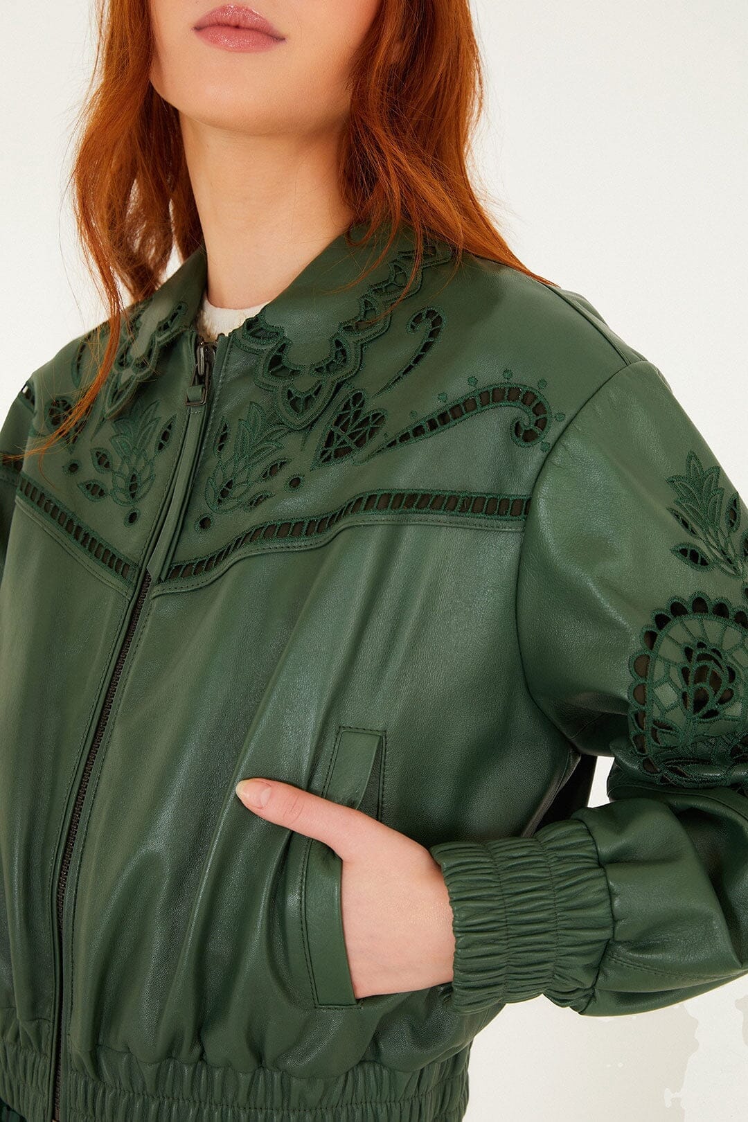 Green Richelieu Heart Leather Jacket - Image 6