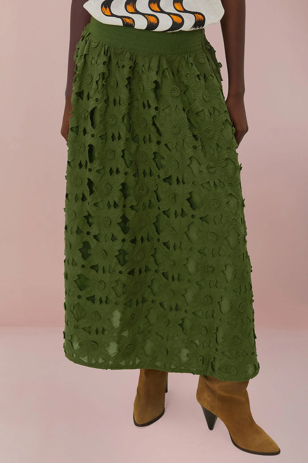GREEN RICHILIEU MIDI SKIRT - Image 2