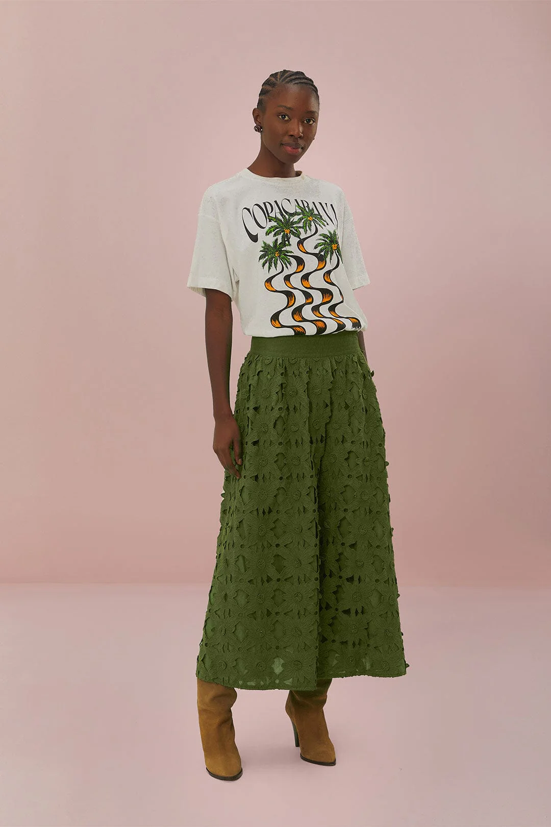 GREEN RICHILIEU MIDI SKIRT