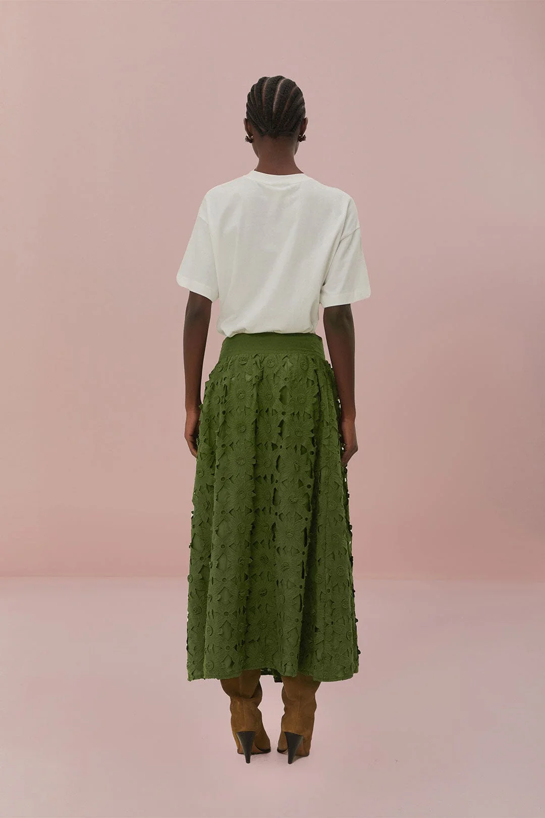 GREEN RICHILIEU MIDI SKIRT - Image 5