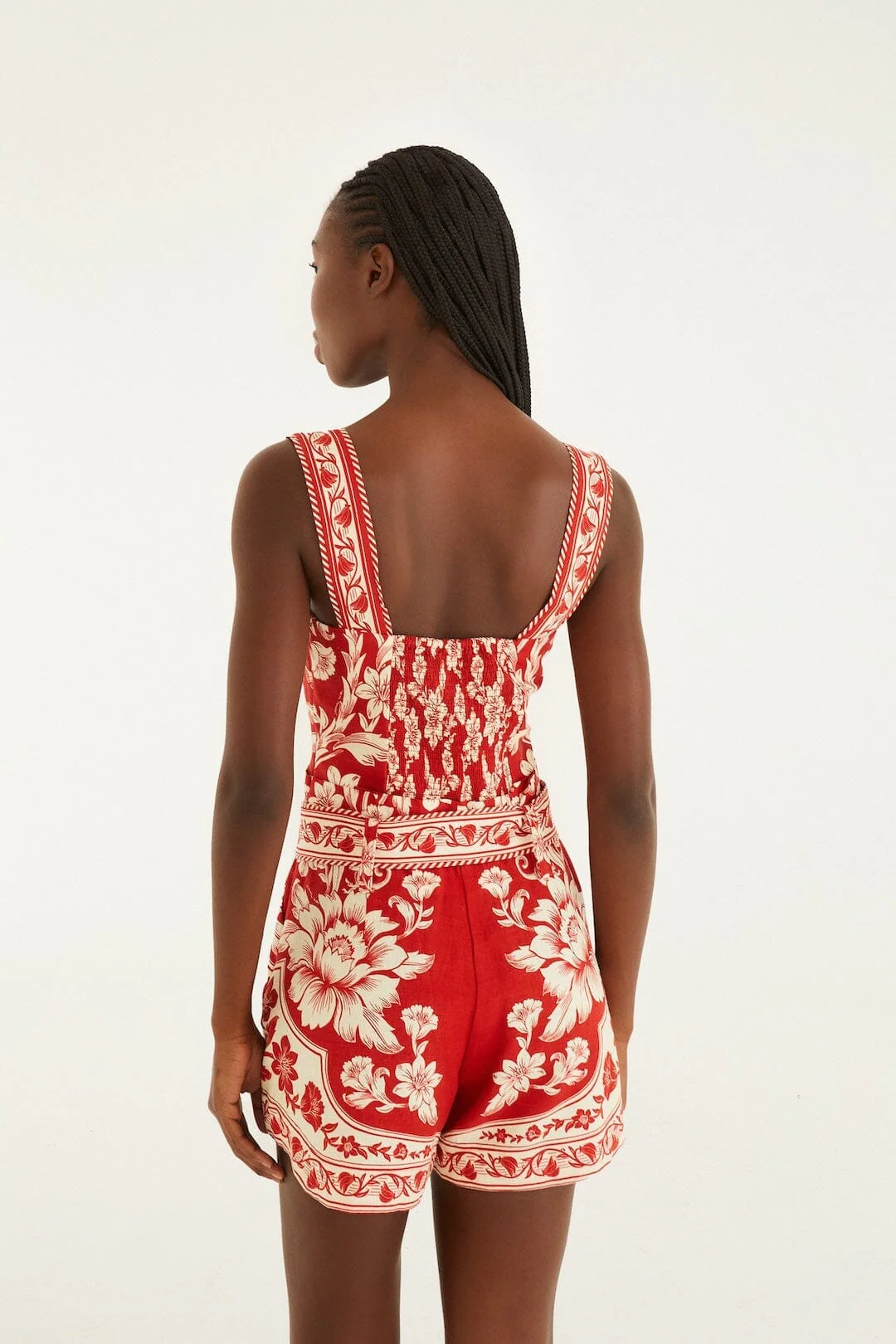 Red Guanacaste Belted Lenzing™ Ecovero™ Euroflax™ Romper - Image 3