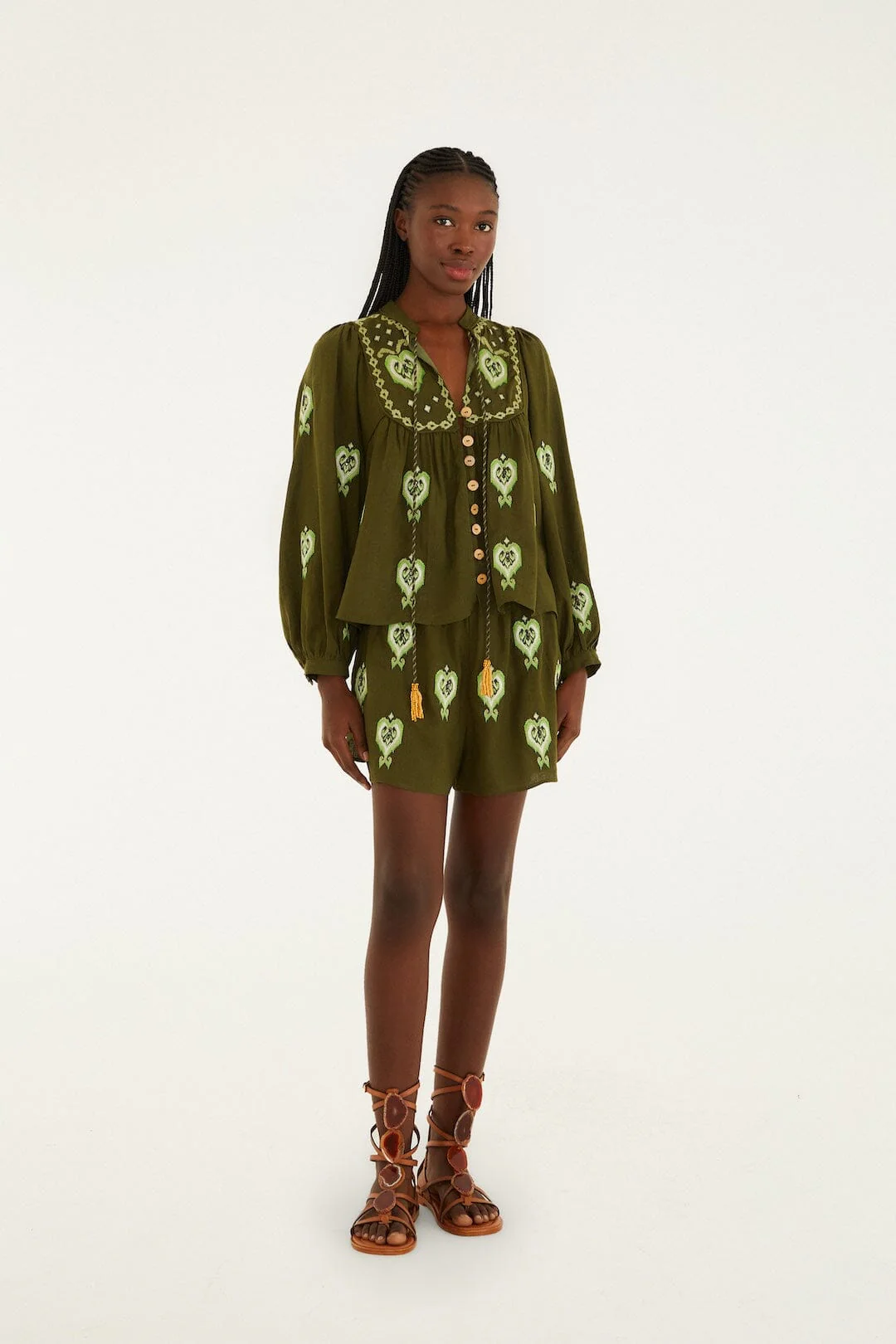 Green Heart Tapestry Embroidered Lenzing™ Ecovero™ Euroflax™ Shorts
