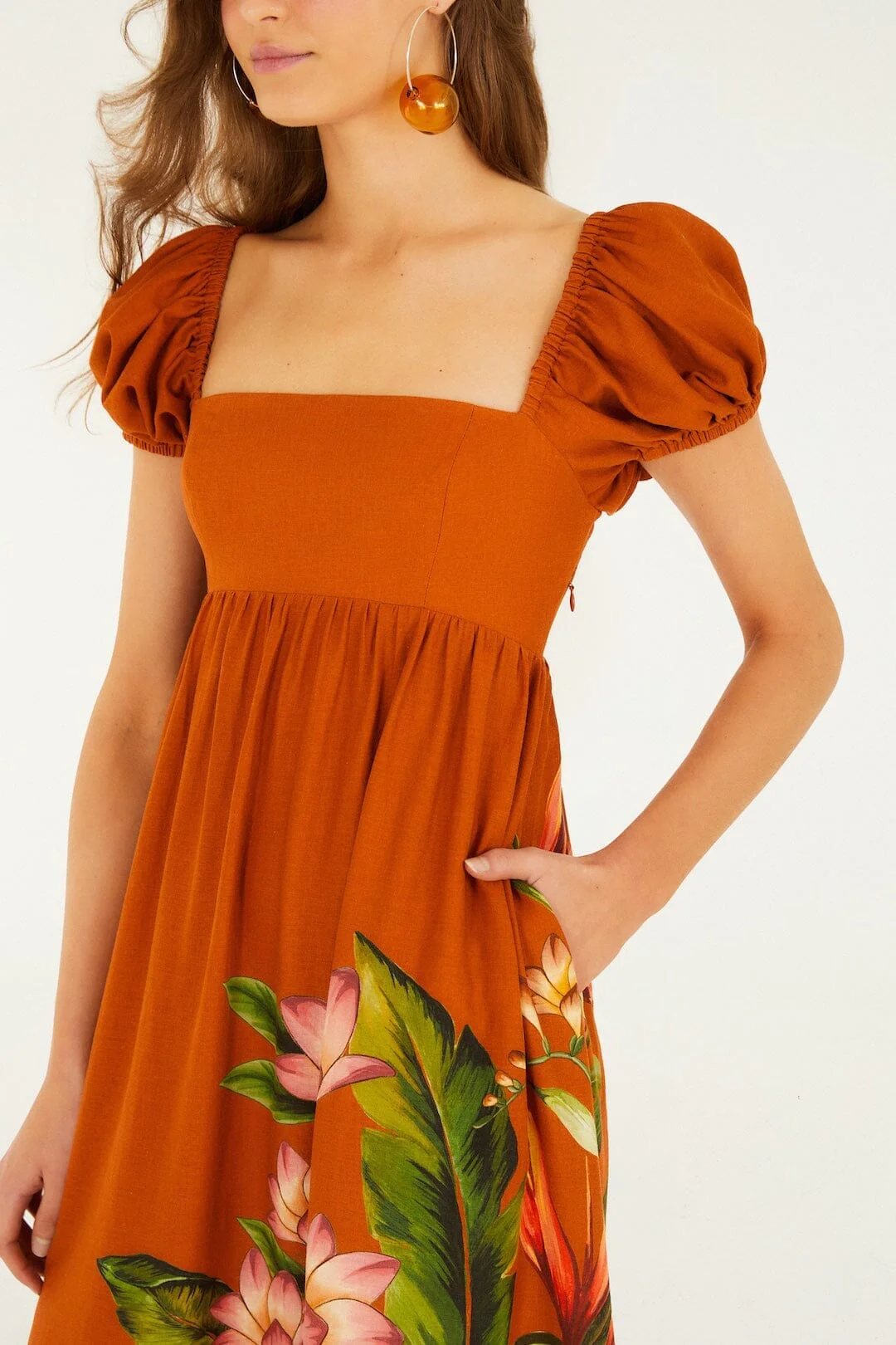 Brown Hilo Arrangment Lenzing Ecovero Euroflax Midi Dress - Image 3