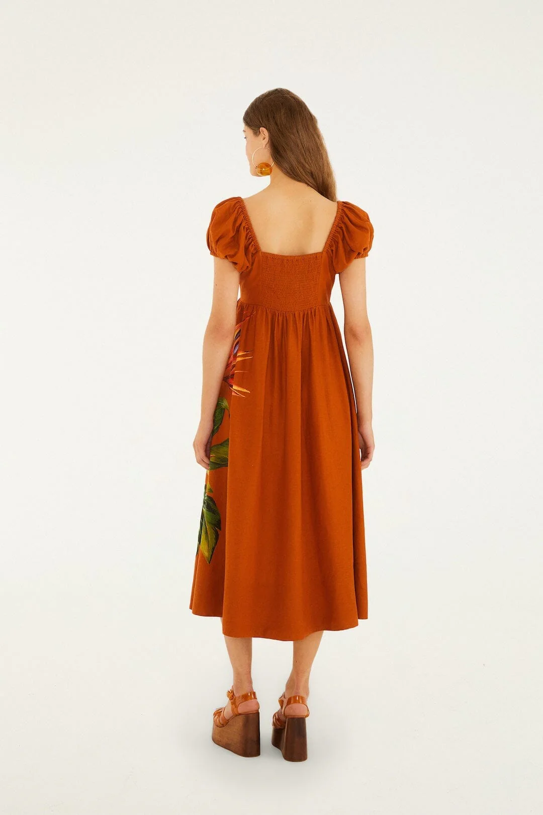Brown Hilo Arrangment Lenzing Ecovero Euroflax Midi Dress - Image 4