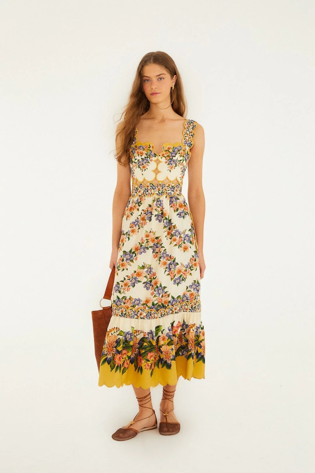 Sand Hilo Stripes Lenzing Ecovero Euroflax Midi Dress