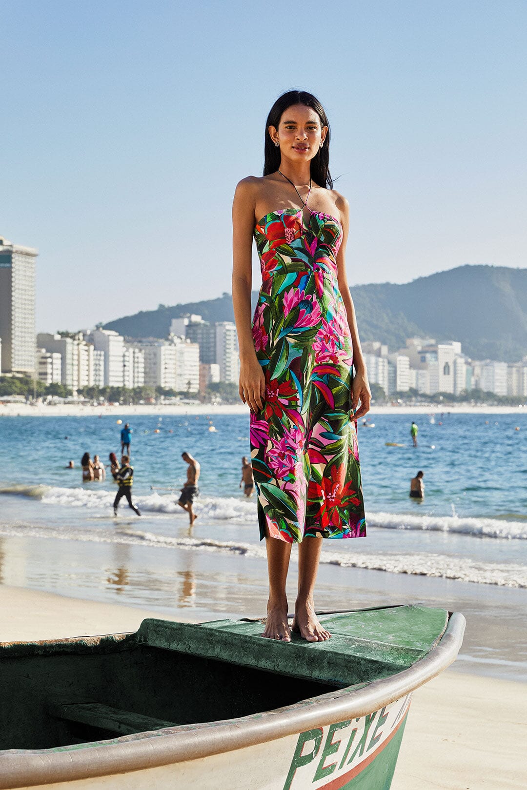 JARDIN DE REVE MULTICOLOR STRAPLESS MIDI DRESS
