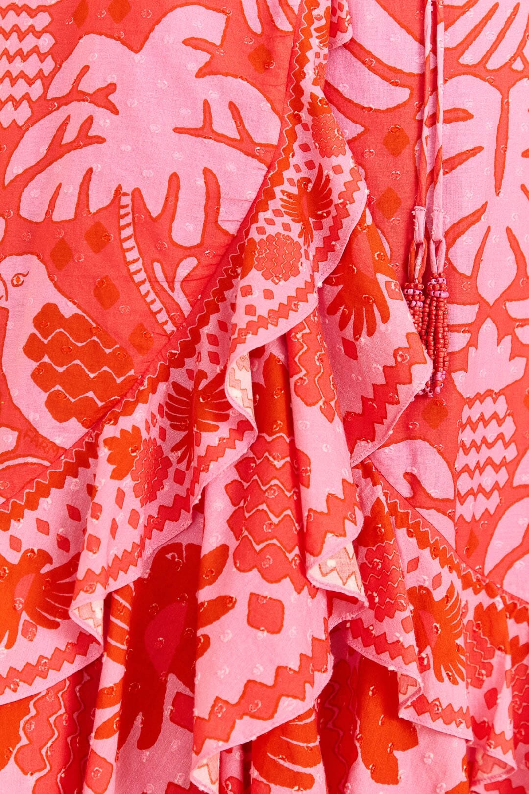 Red Jungle Scarf Wrap Midi Dress - Image 3