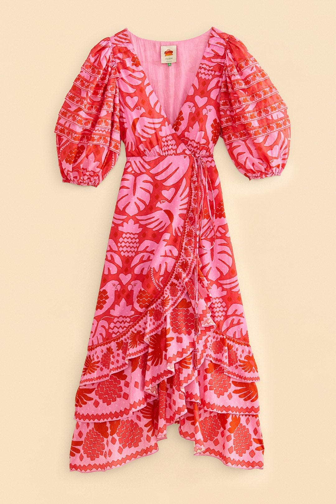 Red Jungle Scarf Wrap Midi Dress - Image 4