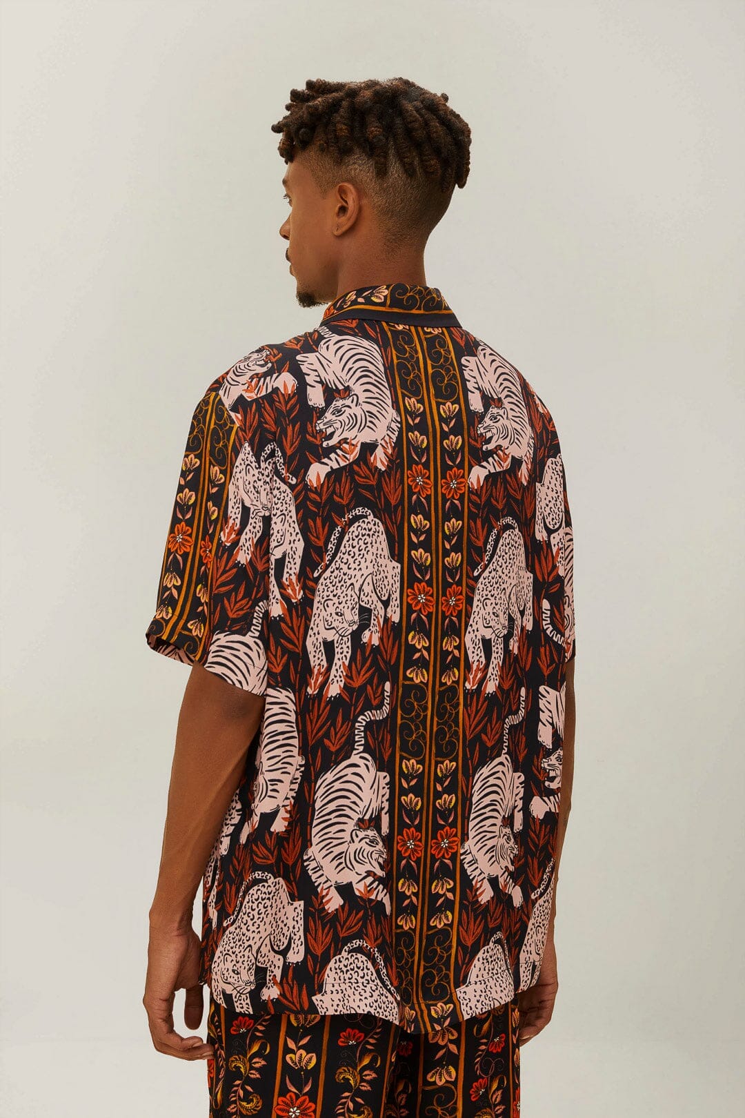 Brown Jungle Stripes LENZING™ ECOVERO™ Viscose Shirt - Image 3