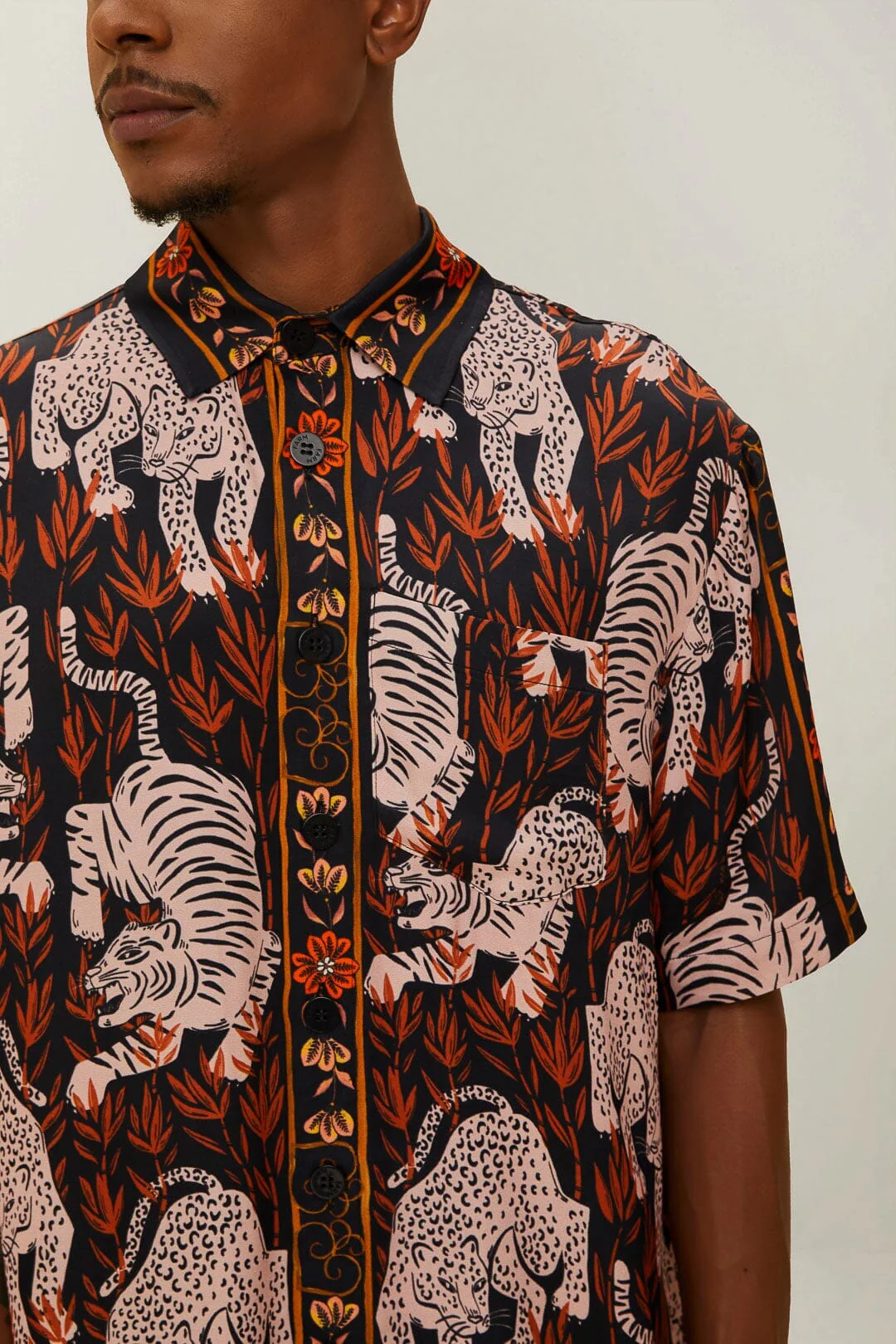 Brown Jungle Stripes LENZING™ ECOVERO™ Viscose Shirt - Image 4
