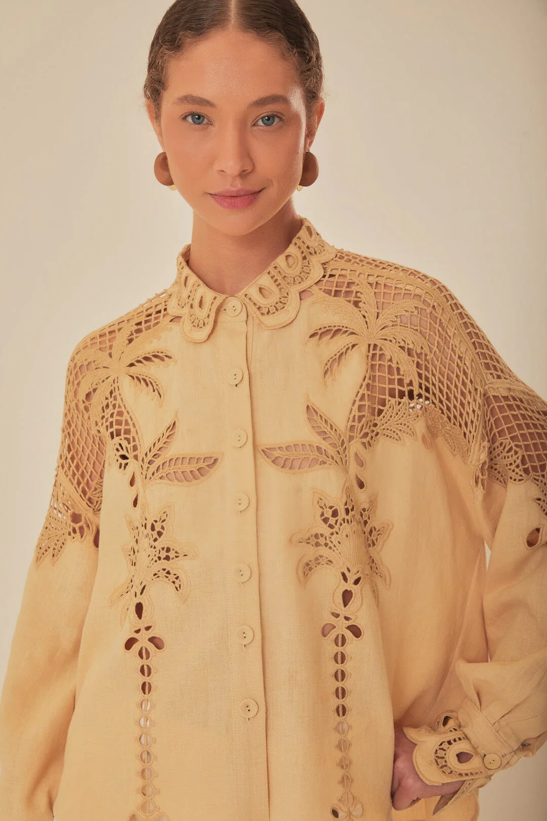 Khaki Palms Richelieu Euroflax™ Premium Linen Shirt