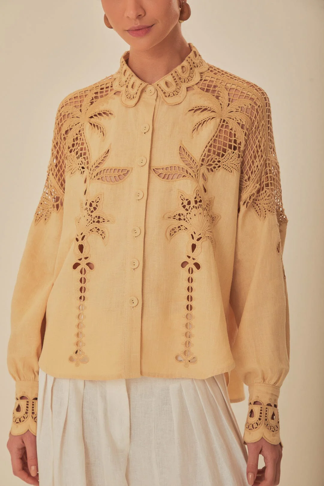 Khaki Palms Richelieu Euroflax™ Premium Linen Shirt - Image 2