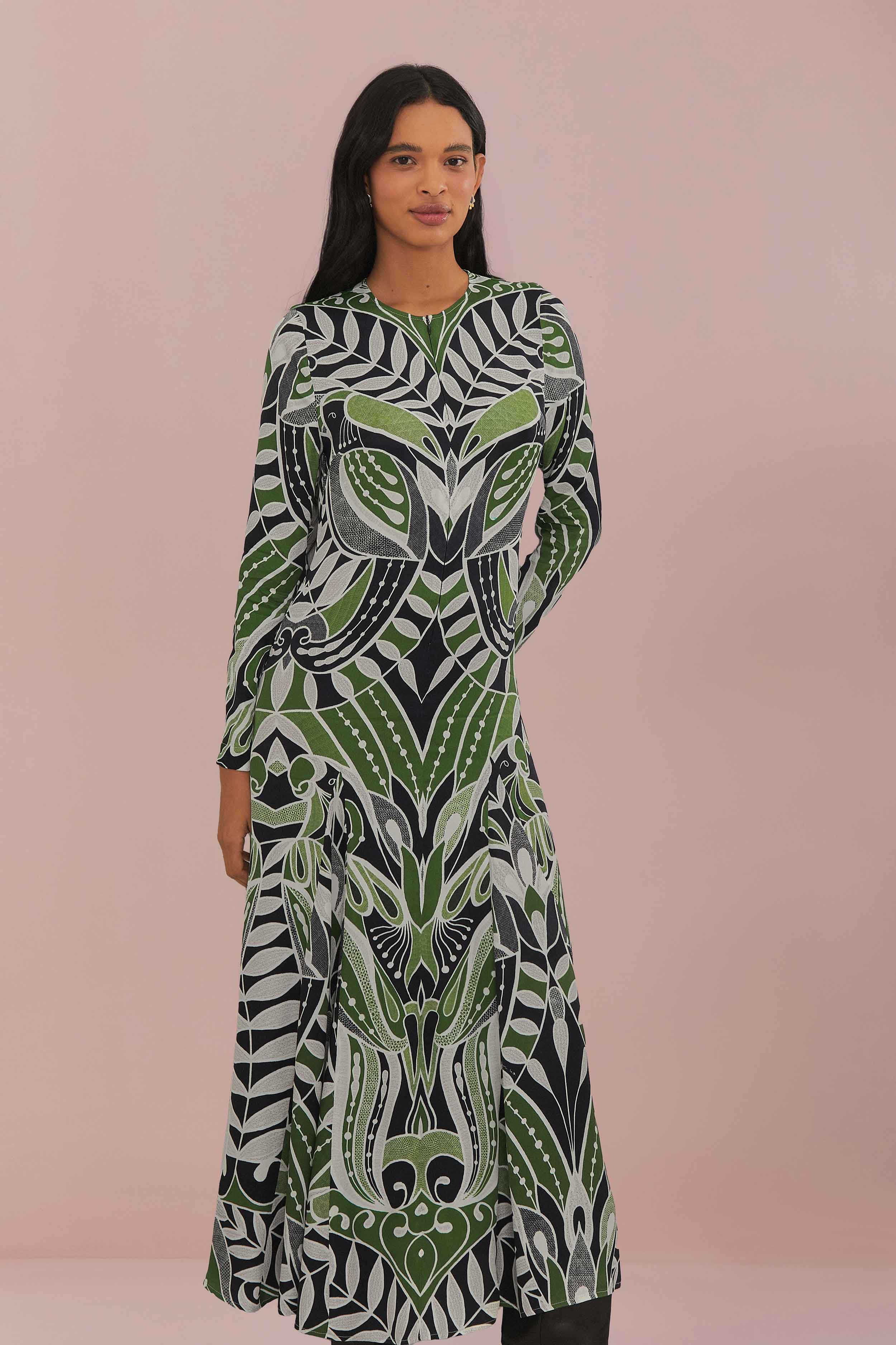 Black Lace Nature Midi Dress - Image 3