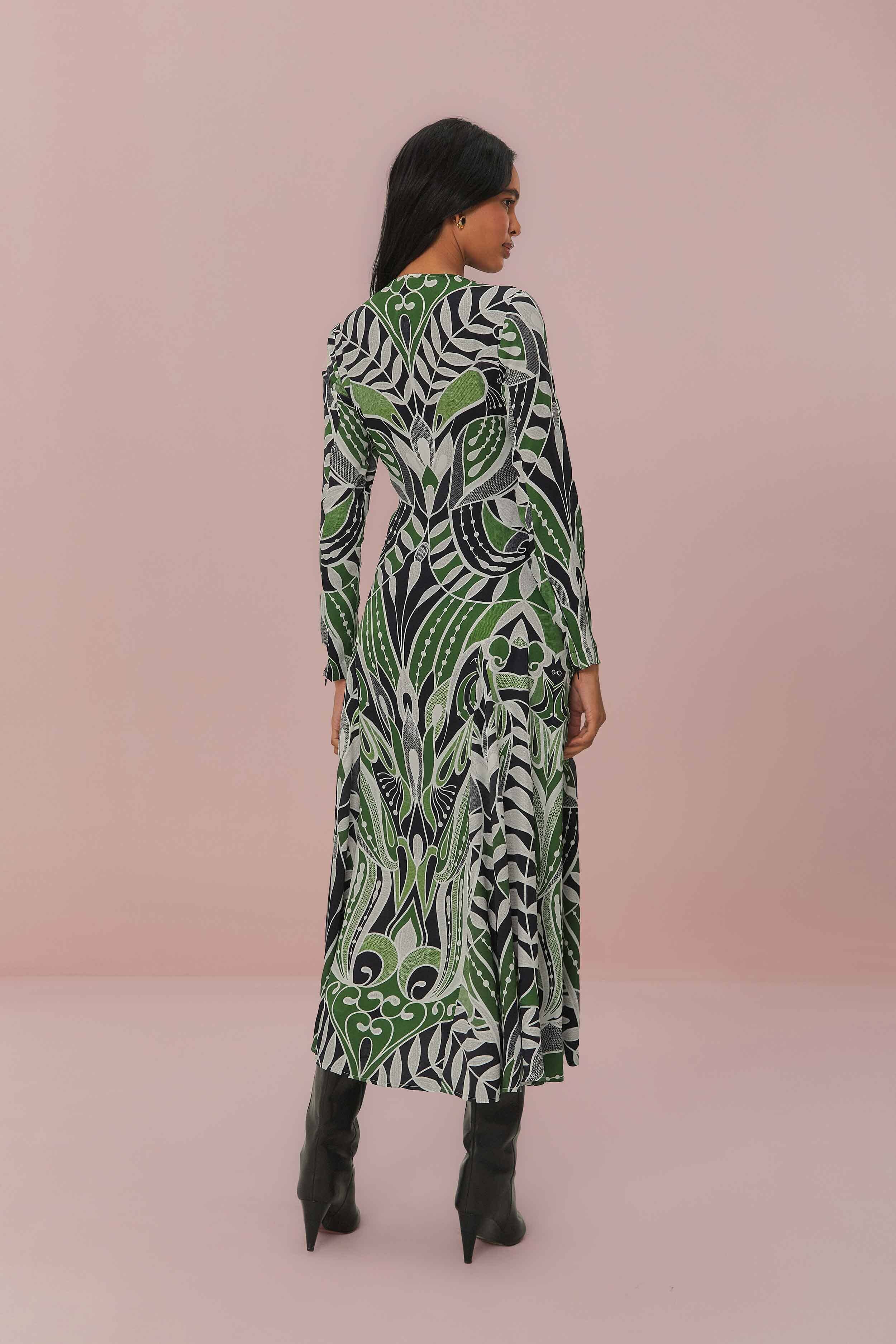 Black Lace Nature Midi Dress - Image 4