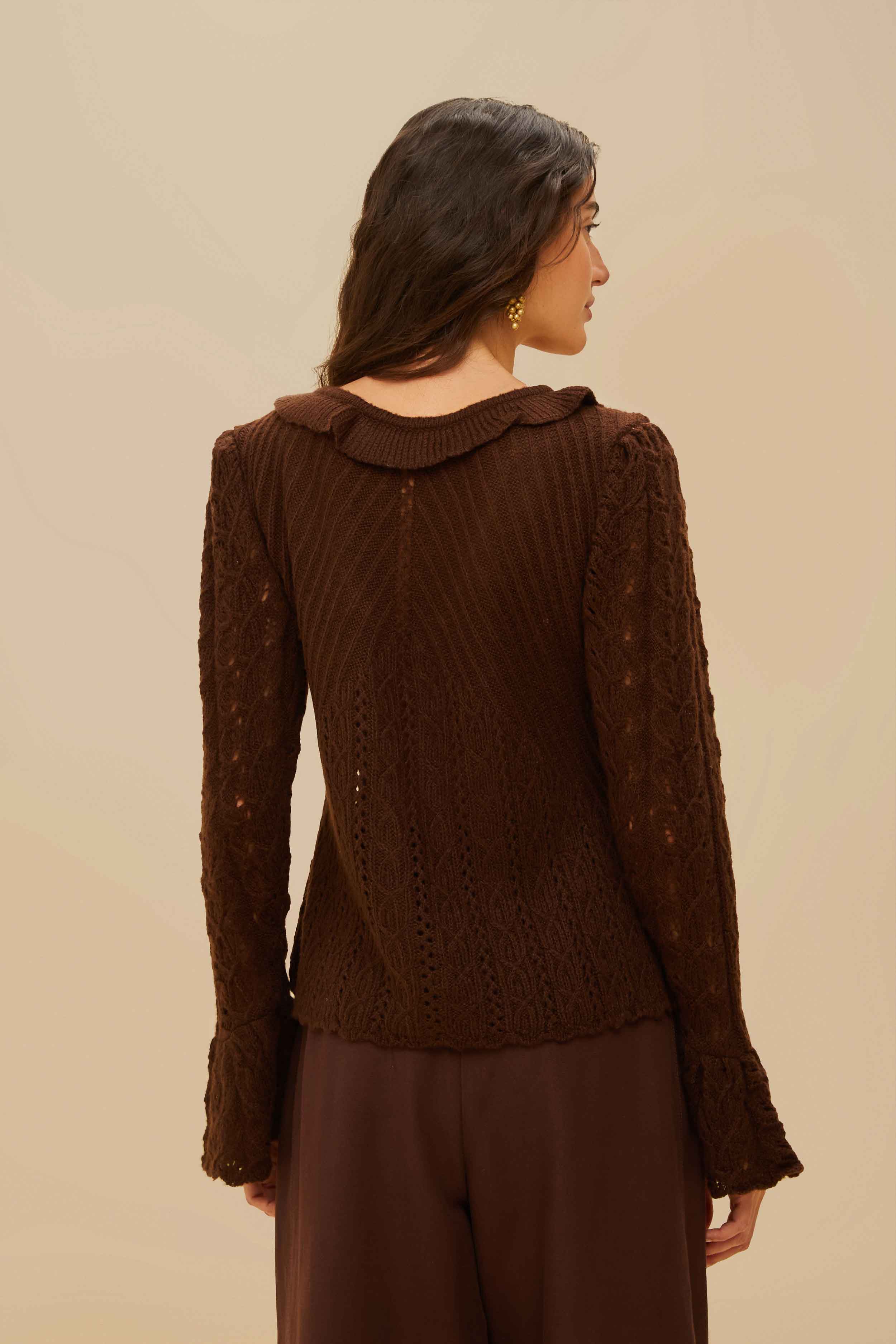 Lace Stitch Knit Ruffles Cardigan - Image 3