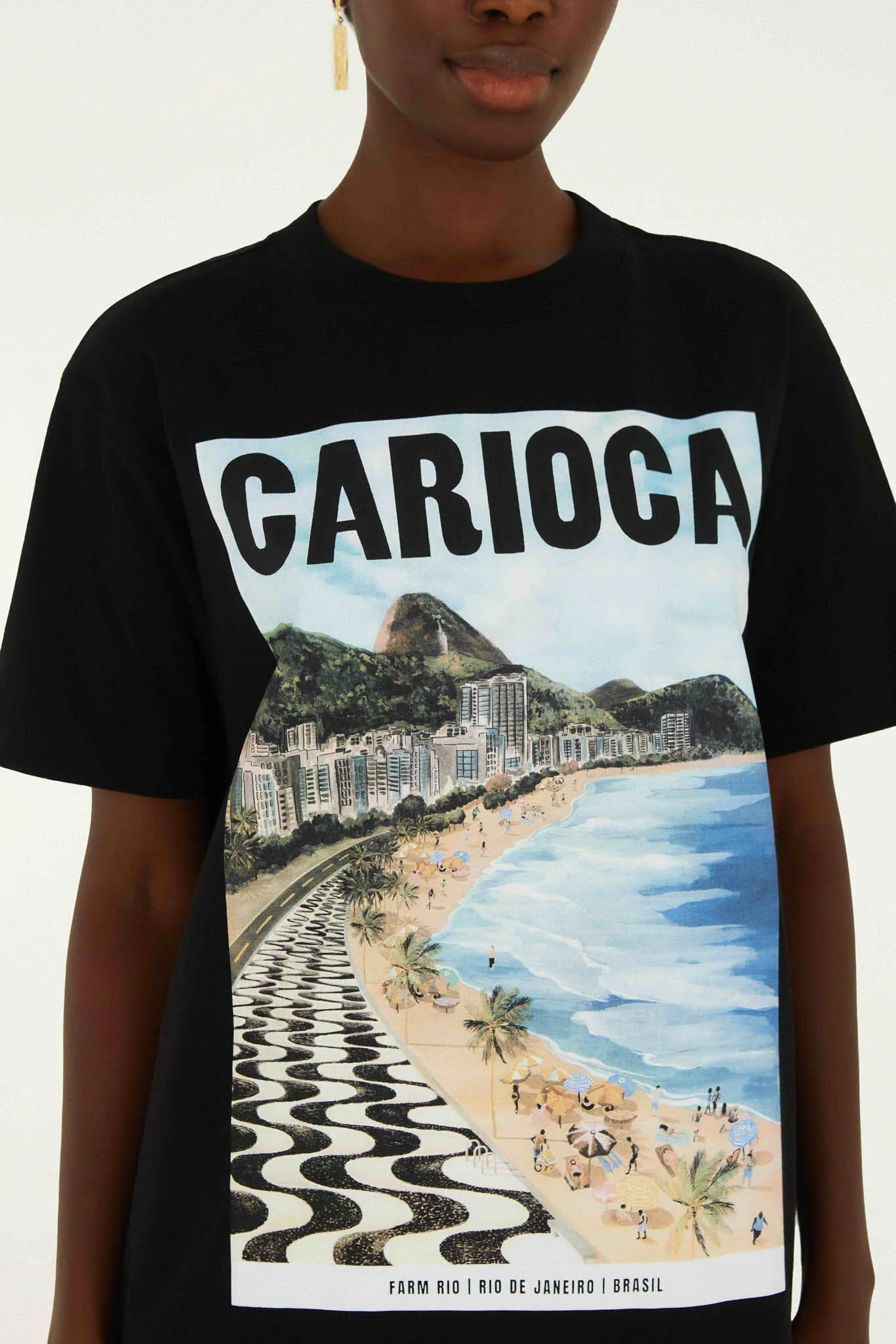 Black Landscape Carioca Organic Cotton Relaxed T-Shirt - Image 2