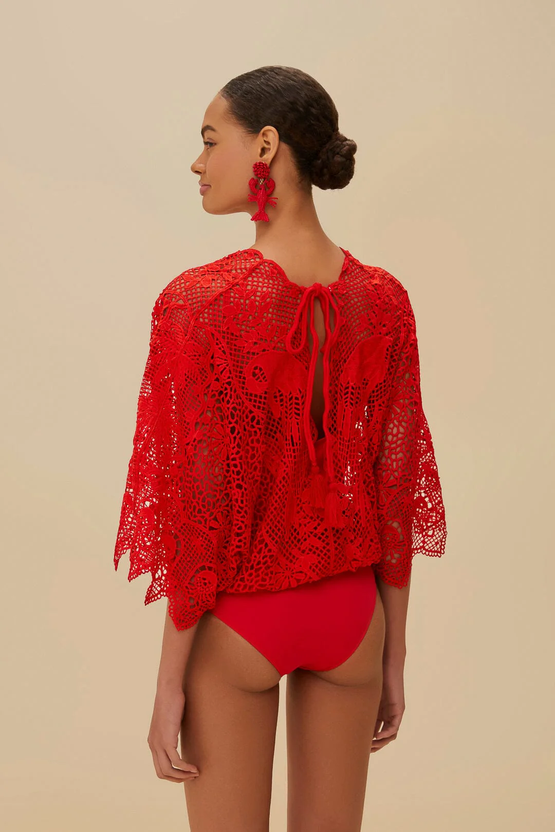 Red Landscape Guipure Bodysuit - Image 3