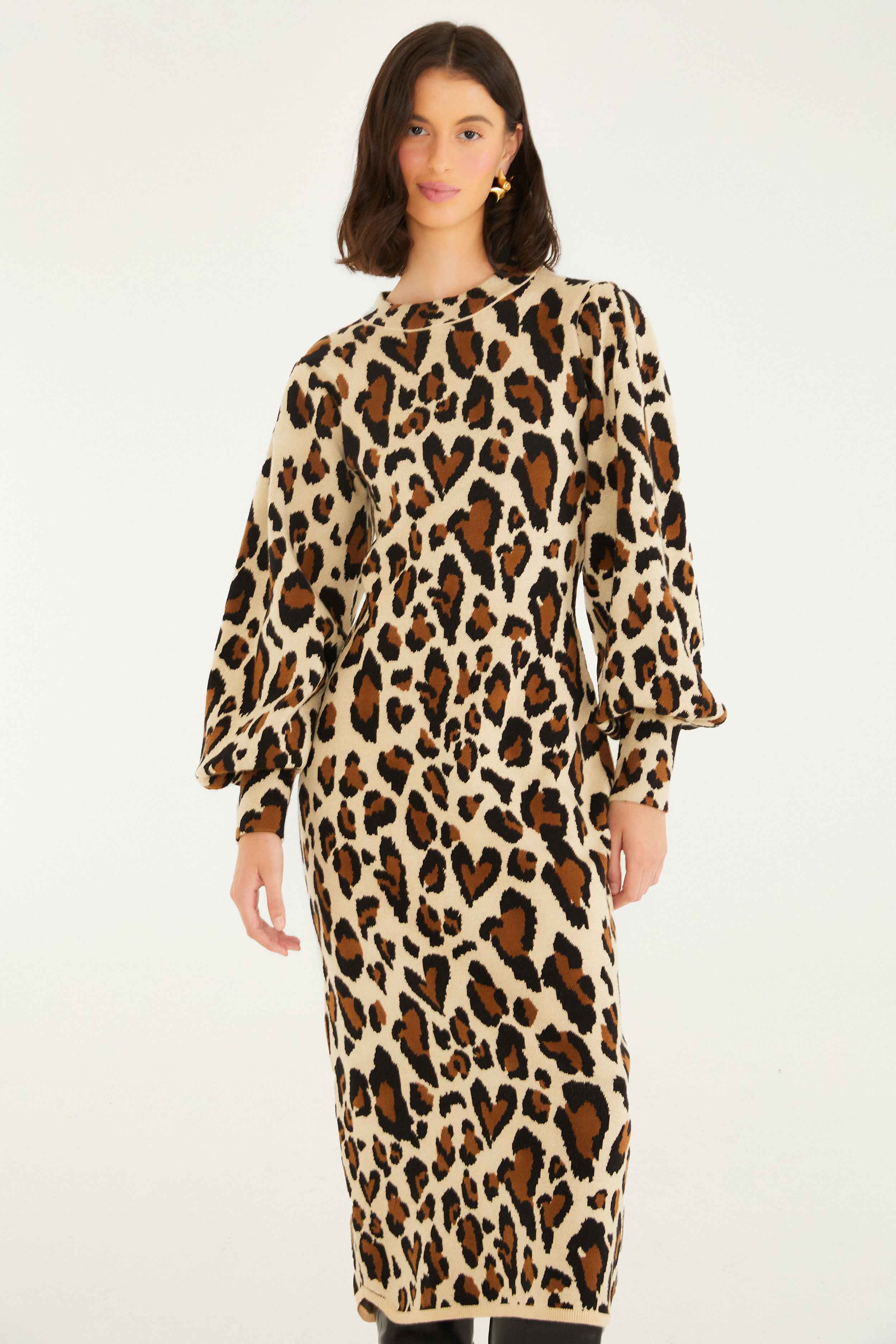 Leopard Print Knit Midi Dress - Image 2