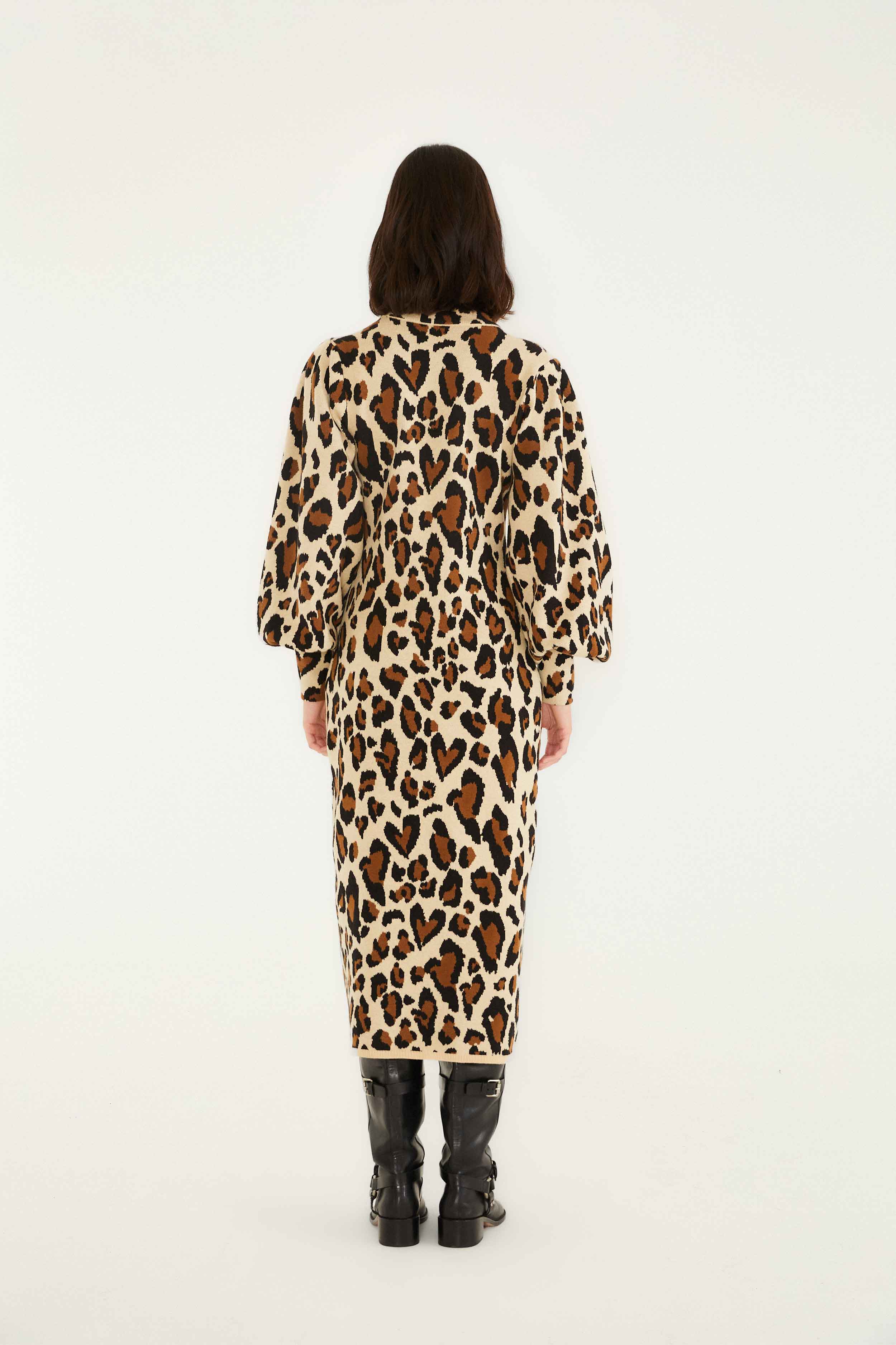 Leopard Print Knit Midi Dress - Image 4