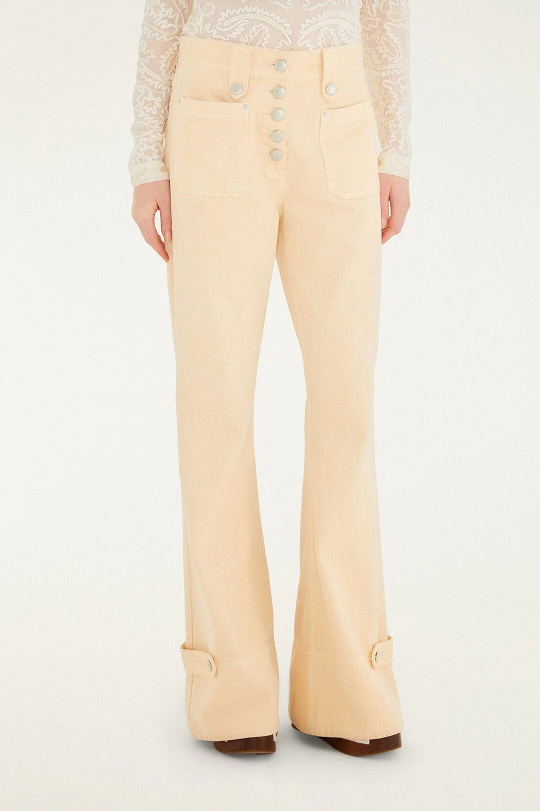 Light Pink Buttoned Flare Pants - Image 2