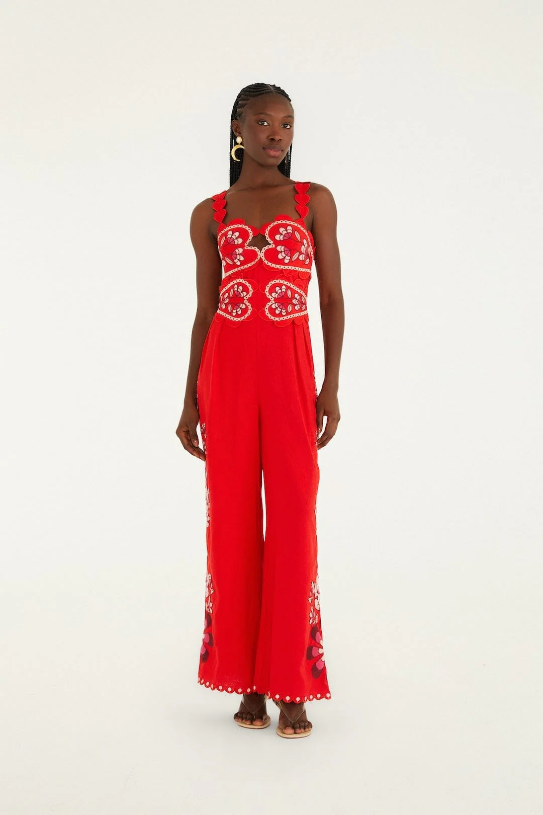 Pink Lovely Pineapples Embroidered Lenzing Ecovero Euroflax Jumpsuit