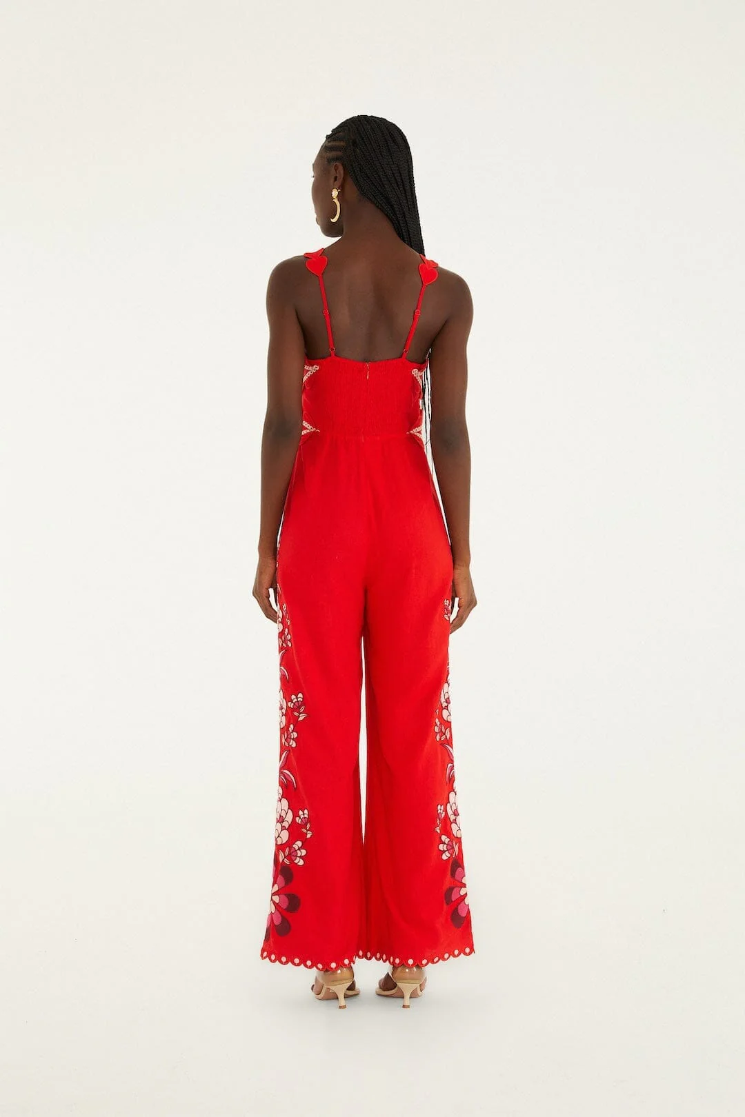 Pink Lovely Pineapples Embroidered Lenzing Ecovero Euroflax Jumpsuit - Image 3
