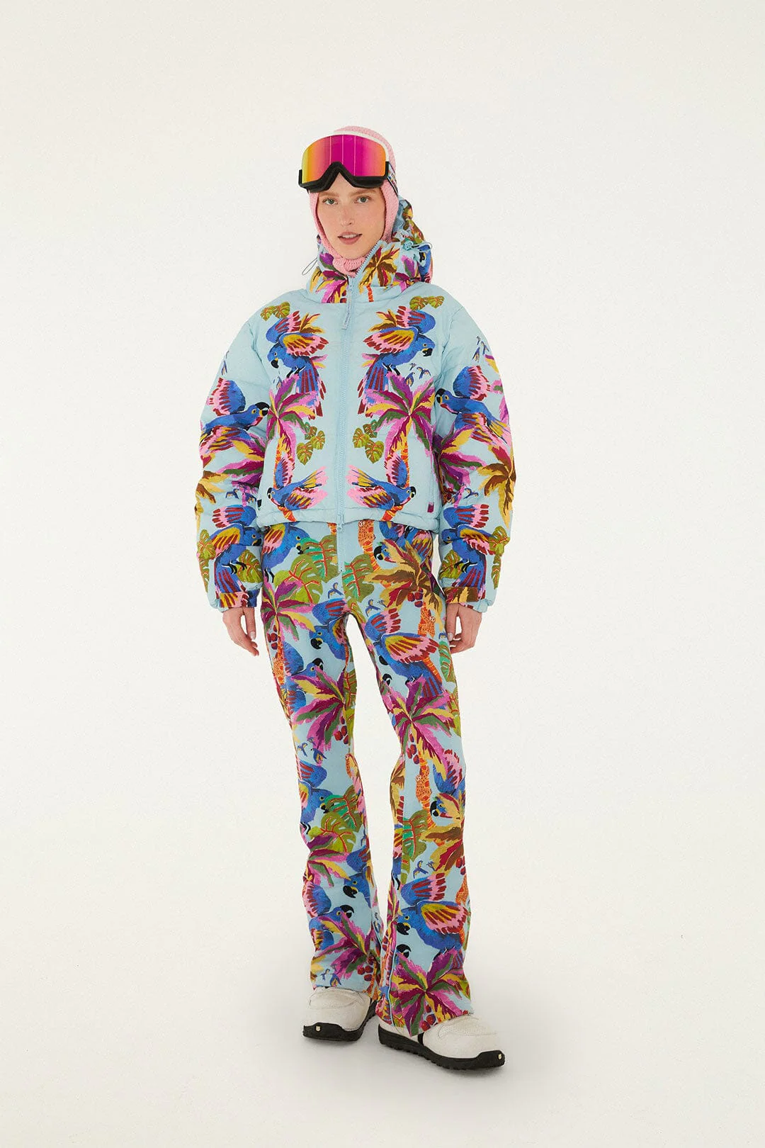 Blue Macaw Suspenders Ski Pants