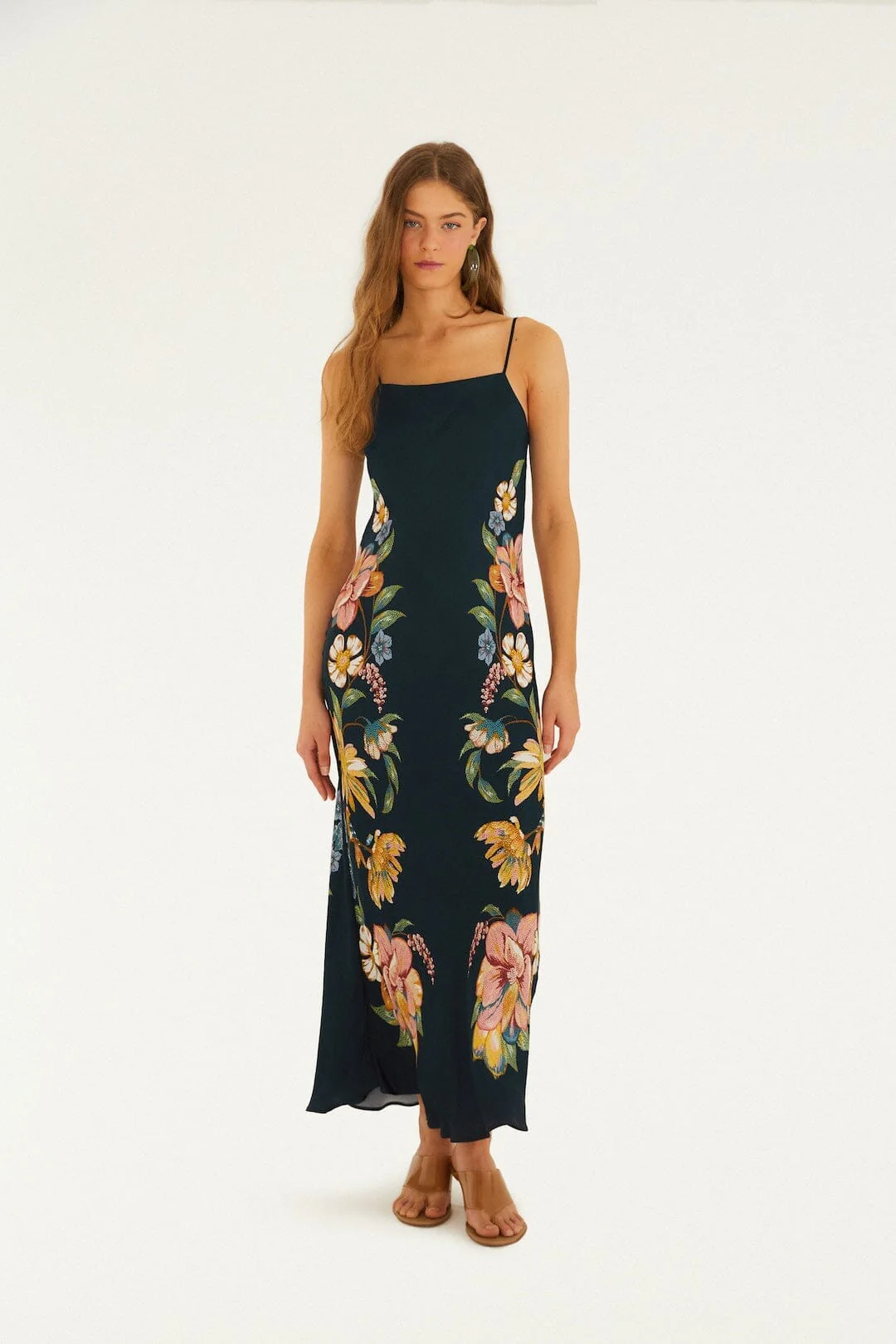 Dark Blue Maira Floral Lenzing Ecovero Viscose Maxi Dress