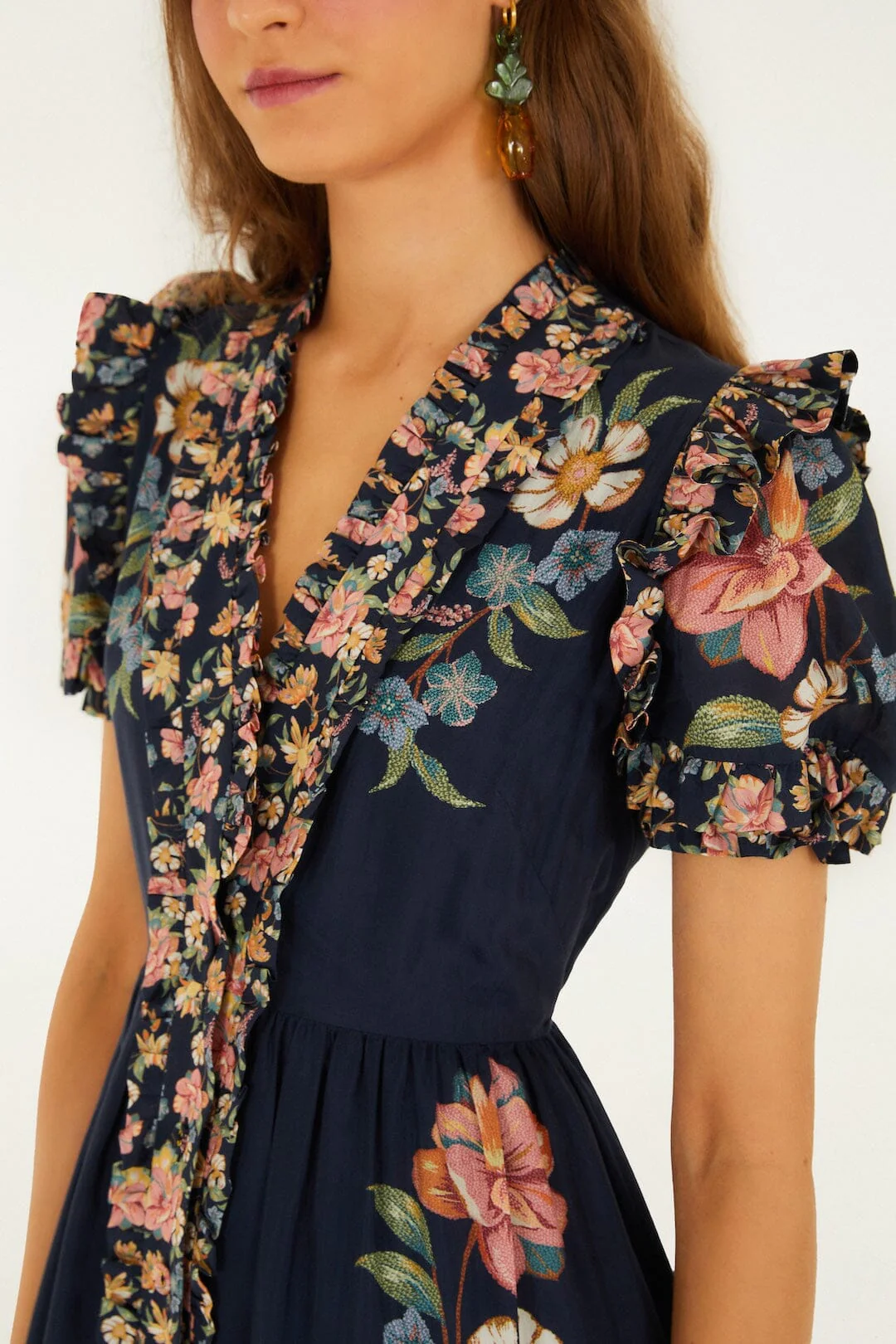 Dark Blue Maira Floral Short Sleeve Maxi Dress - Image 2