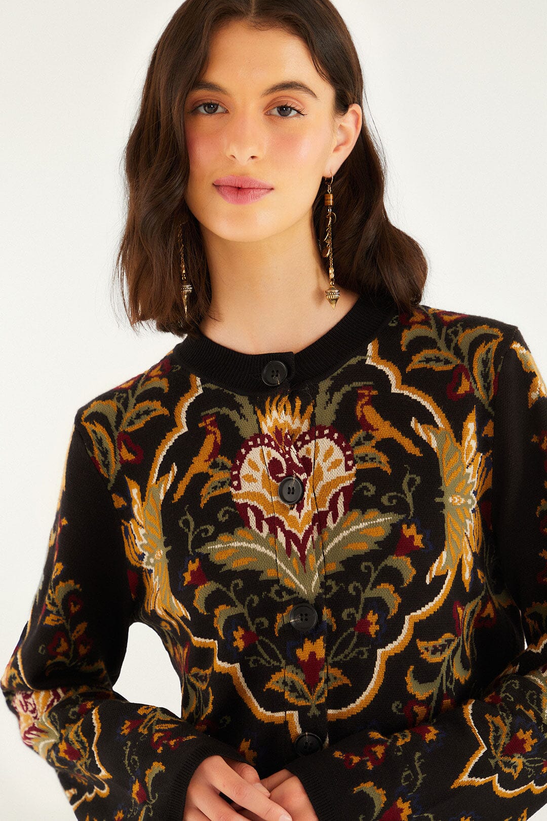 Black Majestic Hearts Knit Cardigan - Image 3