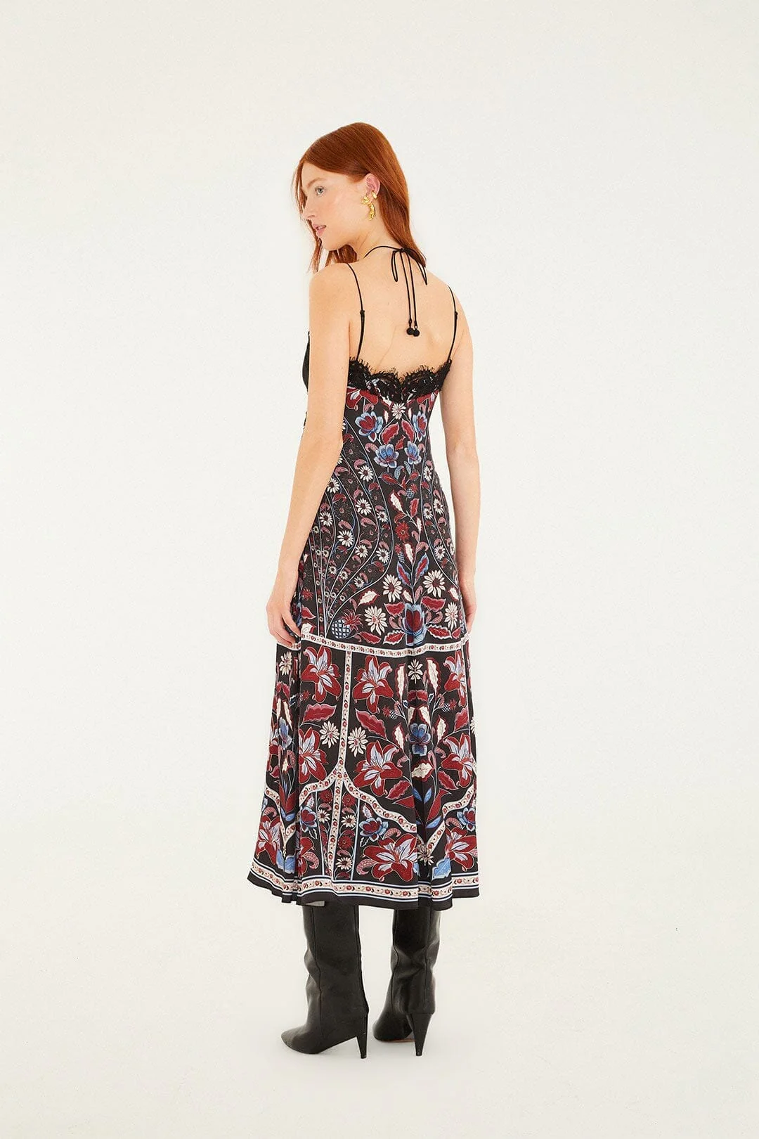 Black Marcelle Lace Lenzing™ Ecovero™ Viscose Slip Midi Dress - Image 3