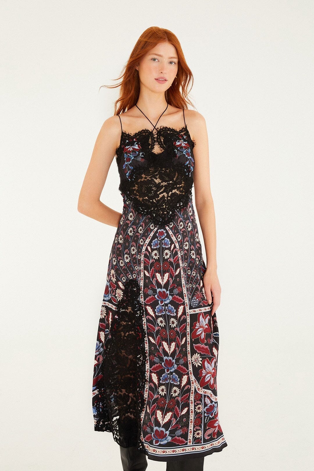 Black Marcelle Lace Lenzing™ Ecovero™ Viscose Slip Midi Dress - Image 4