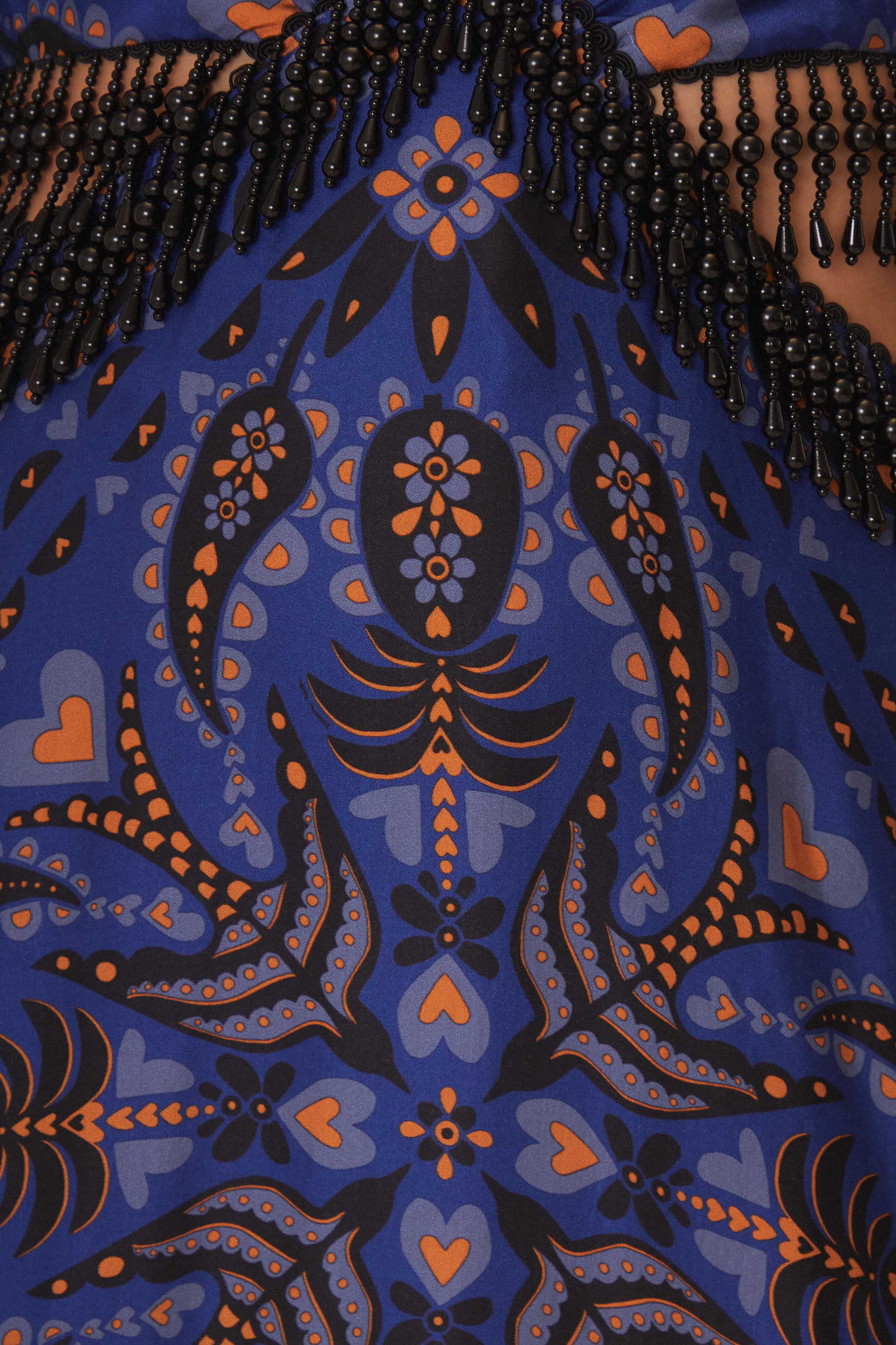 Blue Martina Scarf Cut Out Fringe Maxi Dress - Image 6